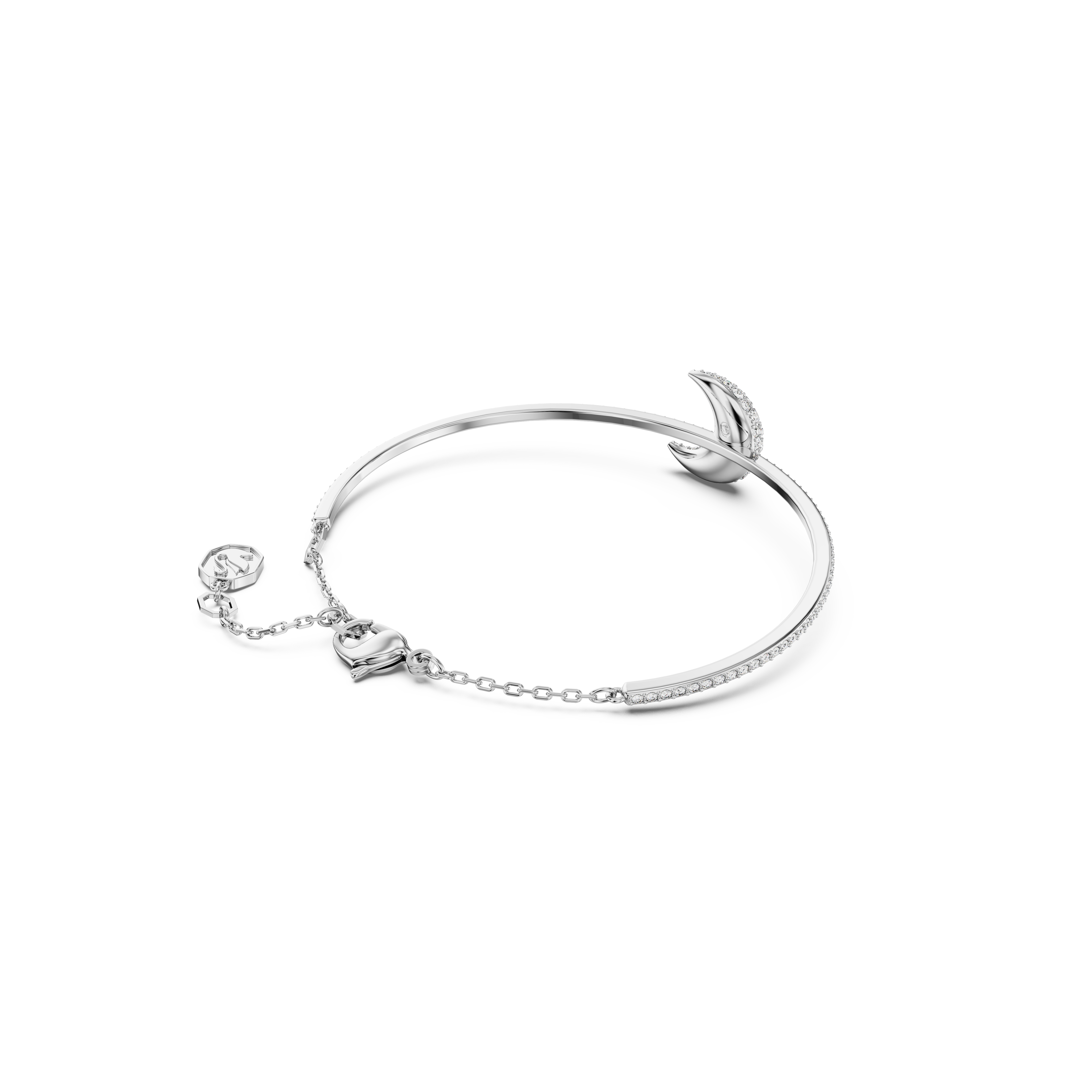 SWAROVSKI LUNA BANGLE, MOON, WHITE, RHODIUM PLATED 5666175