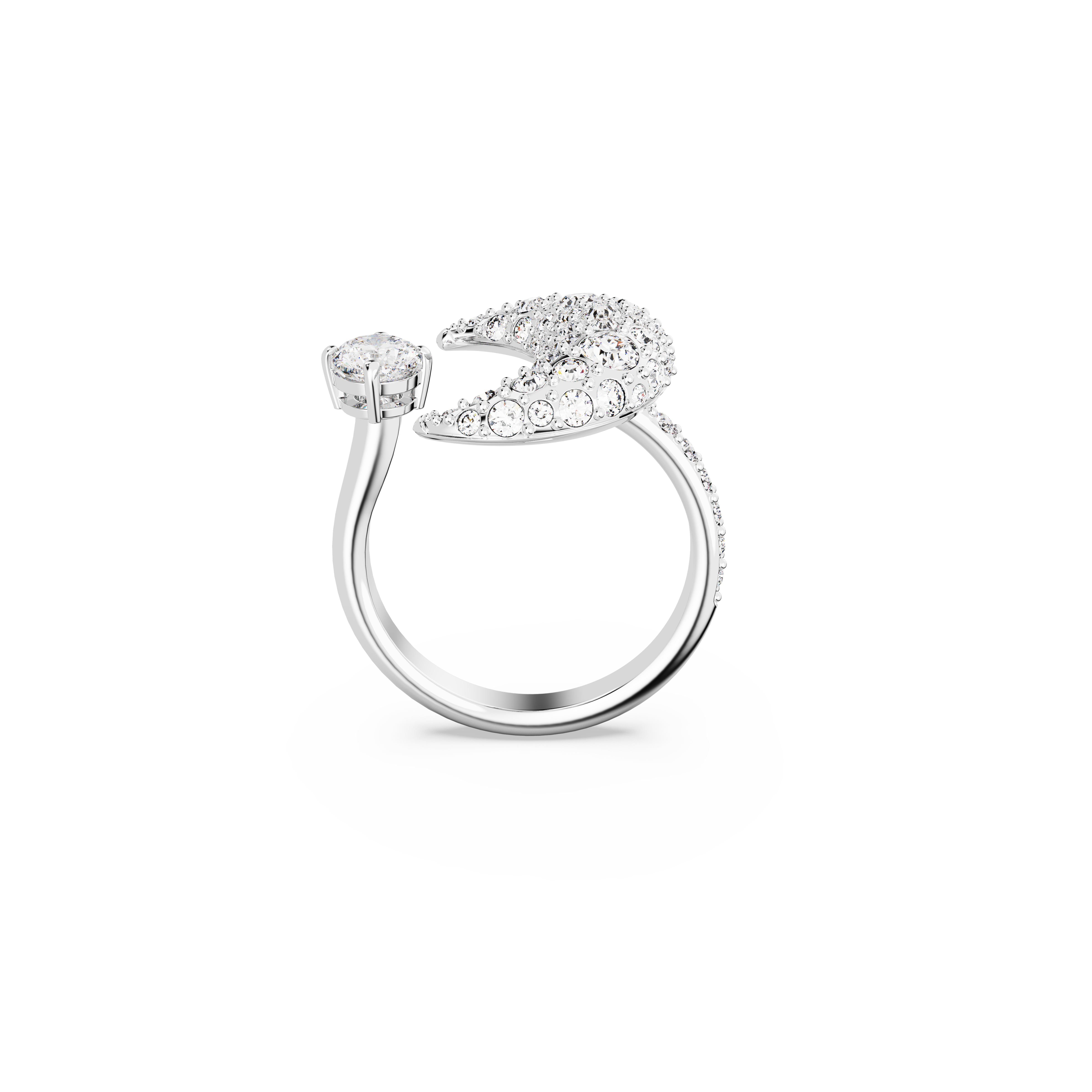 SWAROVSKI LUNA OPEN RING, MOON, WHITE, RHODIUM PLATED