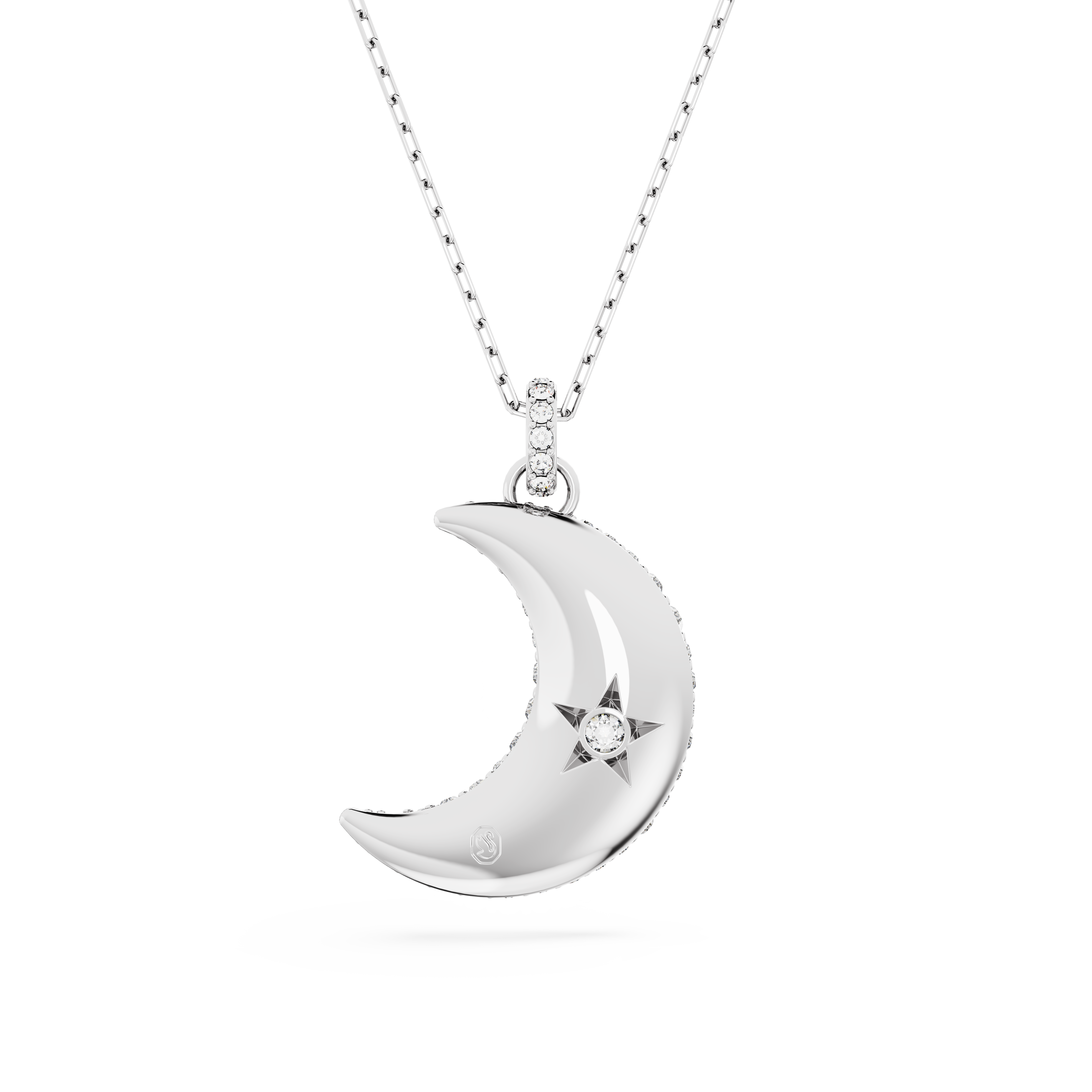 SWAROVSKI LUNA PENDANT, MOON, WHITE, RHODIUM PLATED 5666181