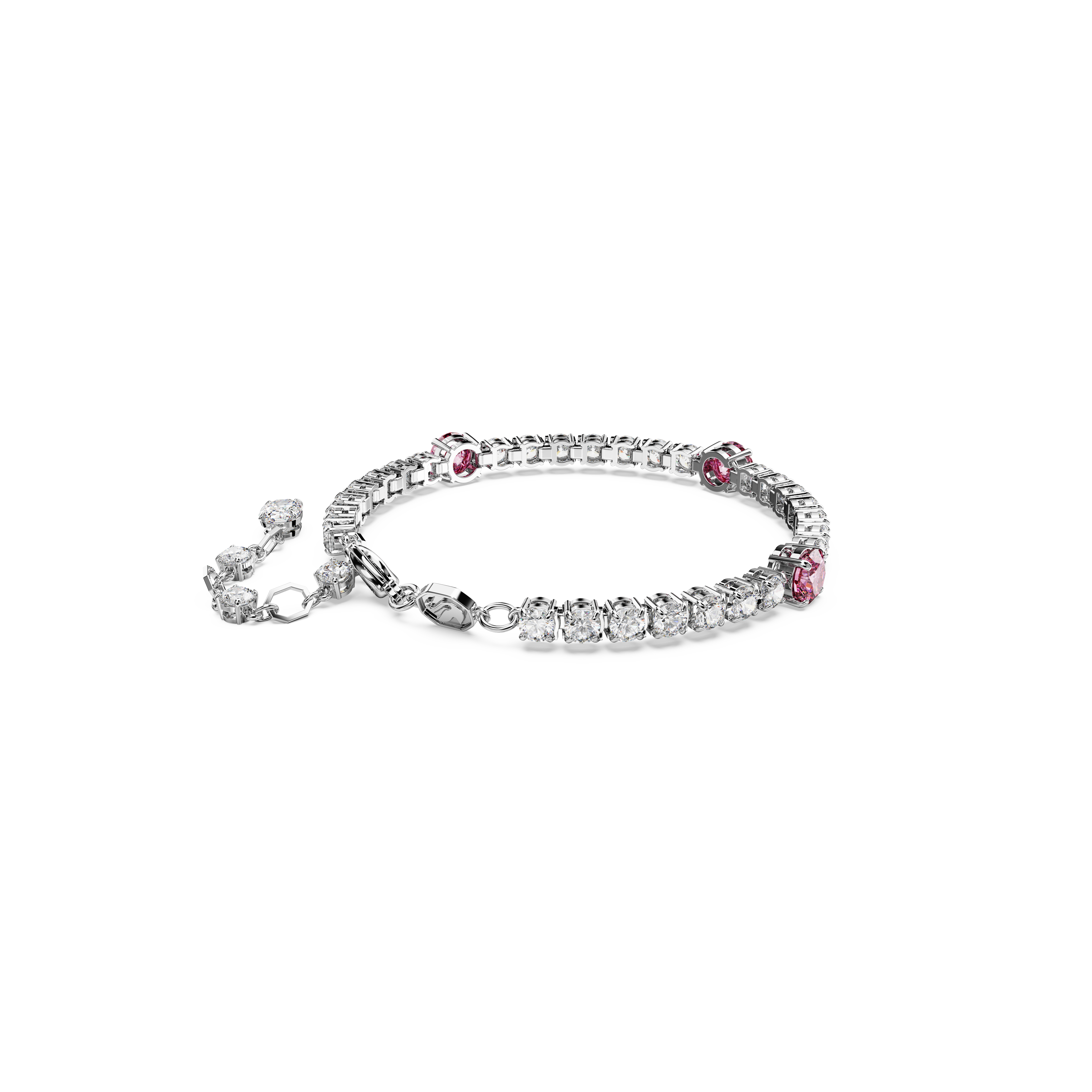 SWAROVSKI MATRIX TENNIS BRACELET, MIXED CUTS, PINK, RHODIUM PLATED 5666421
