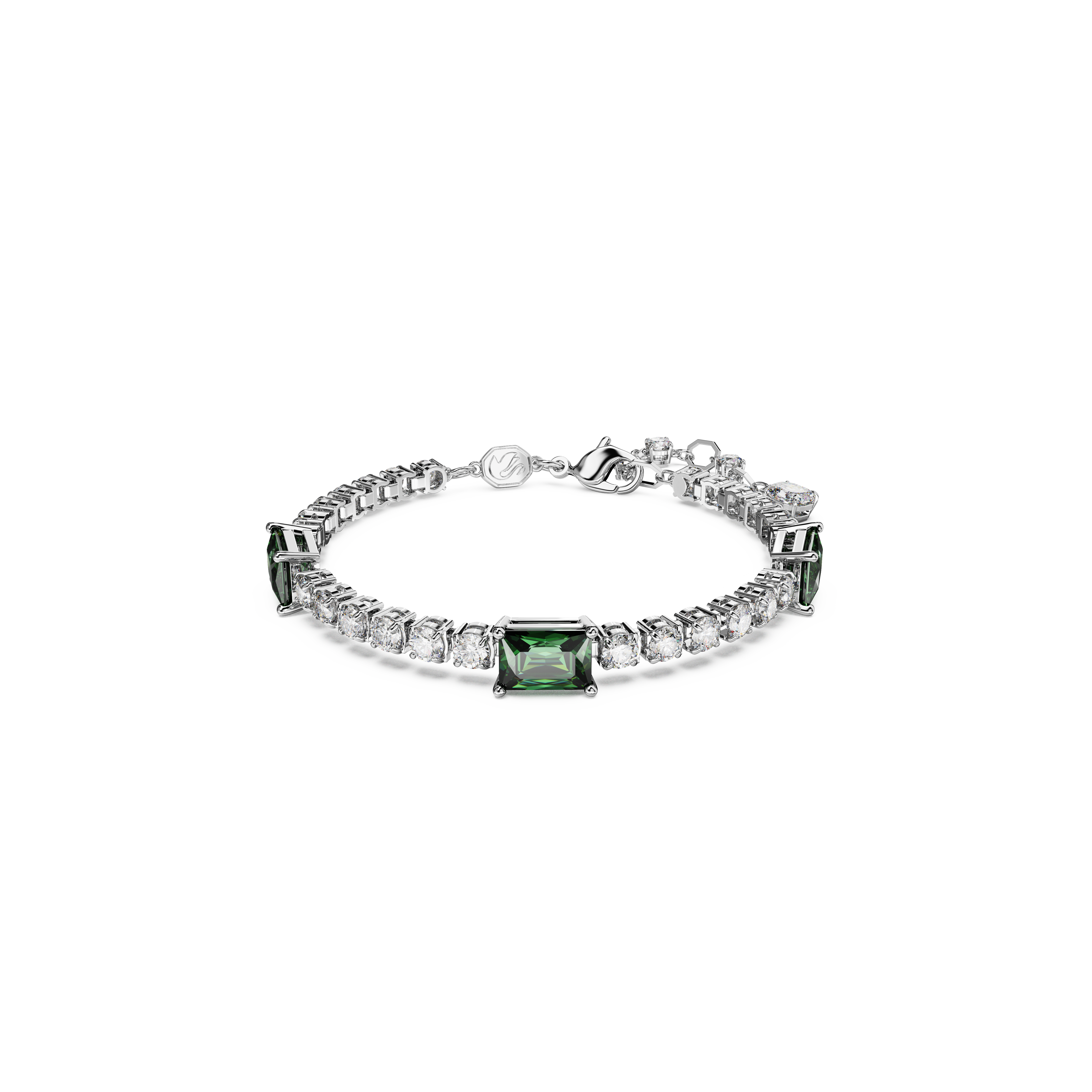 SWAROVSKI MATRIX TENNIS BRACELET, MIXED CUTS, GREEN, RHODIUM PLATED 5666422