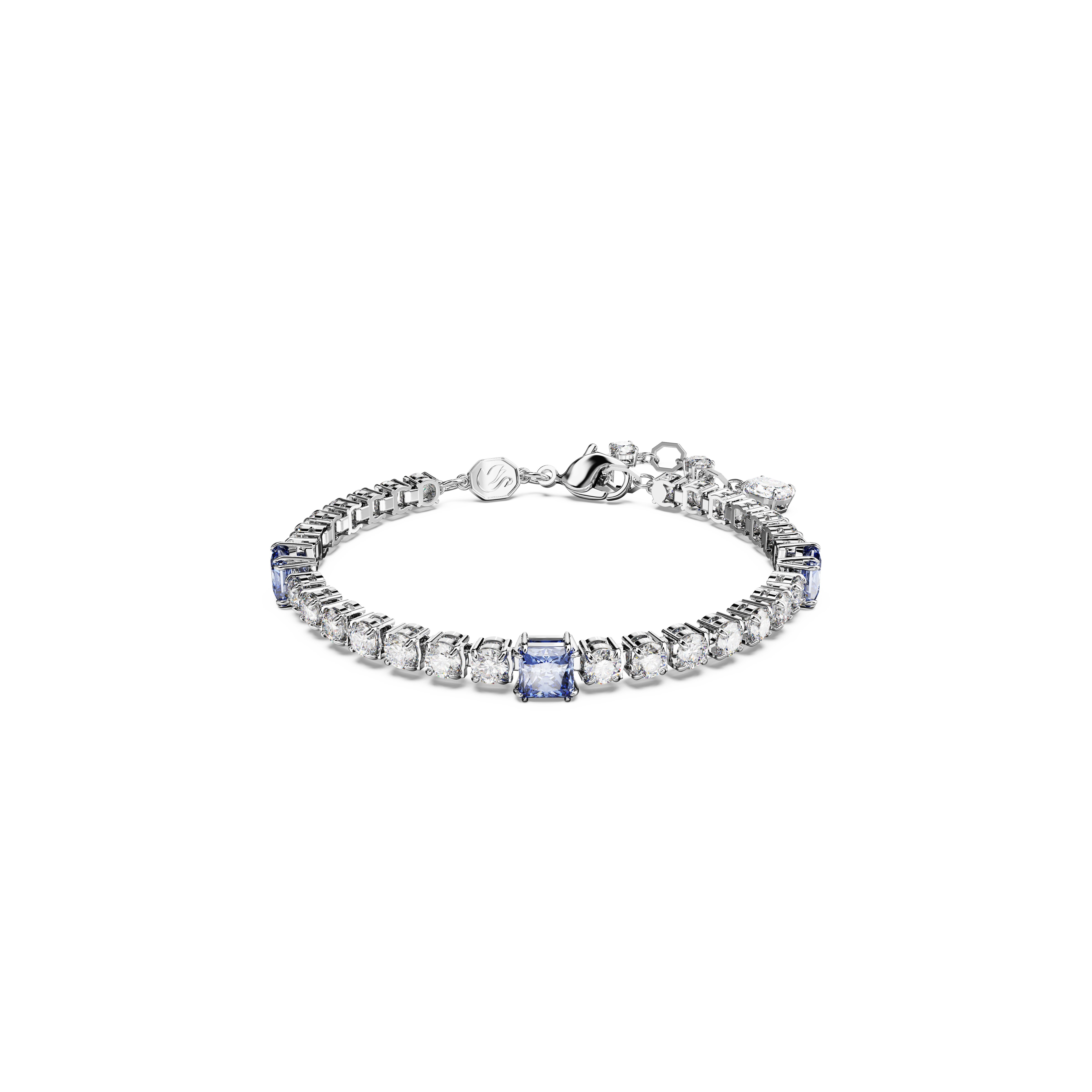SWAROVSKI MATRIX TENNIS BRACELET, MIXED CUTS, BLUE, RHODIUM PLATED 5666426