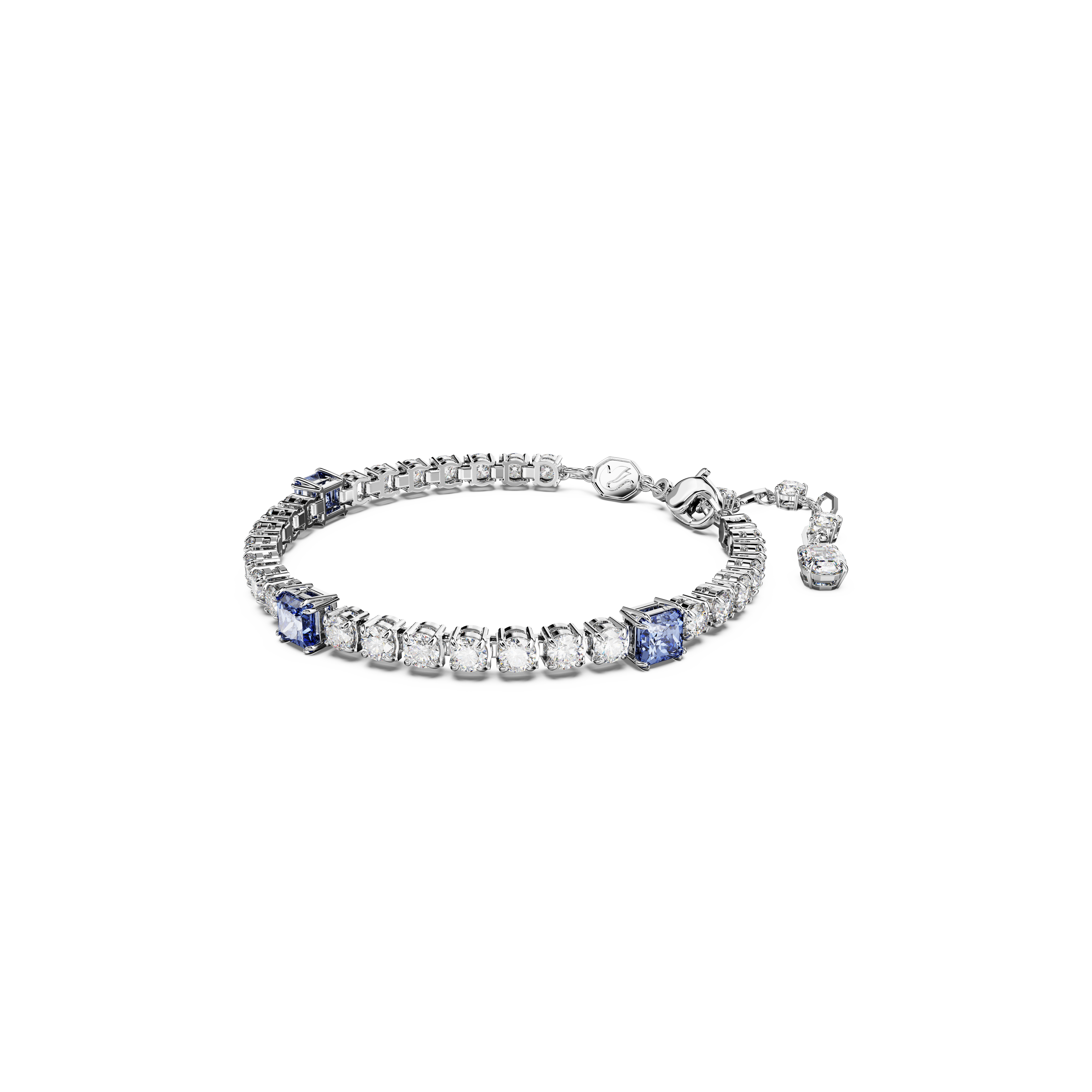 SWAROVSKI MATRIX TENNIS BRACELET, MIXED CUTS, BLUE, RHODIUM PLATED 5666426