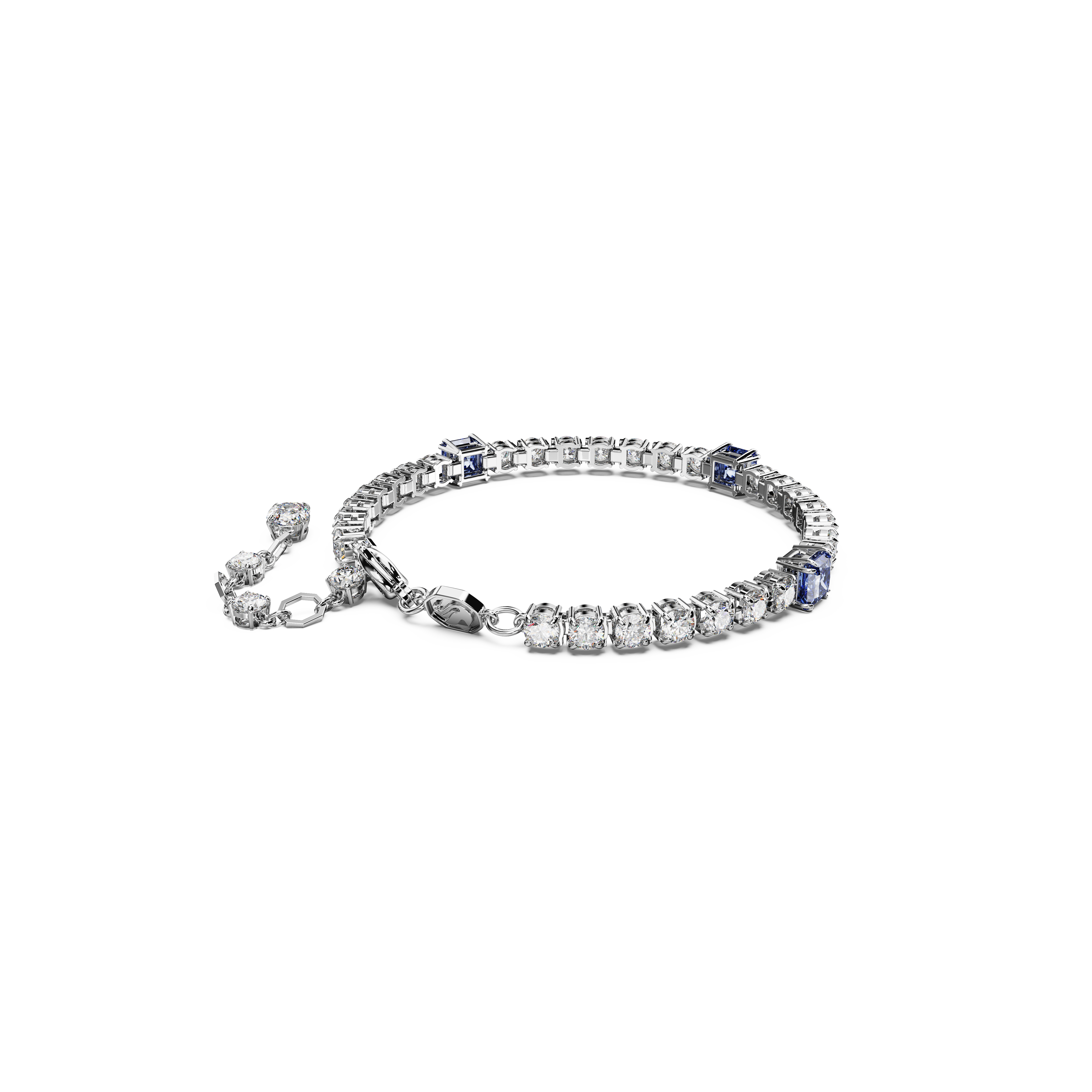 SWAROVSKI MATRIX TENNIS BRACELET, MIXED CUTS, BLUE, RHODIUM PLATED 5666426