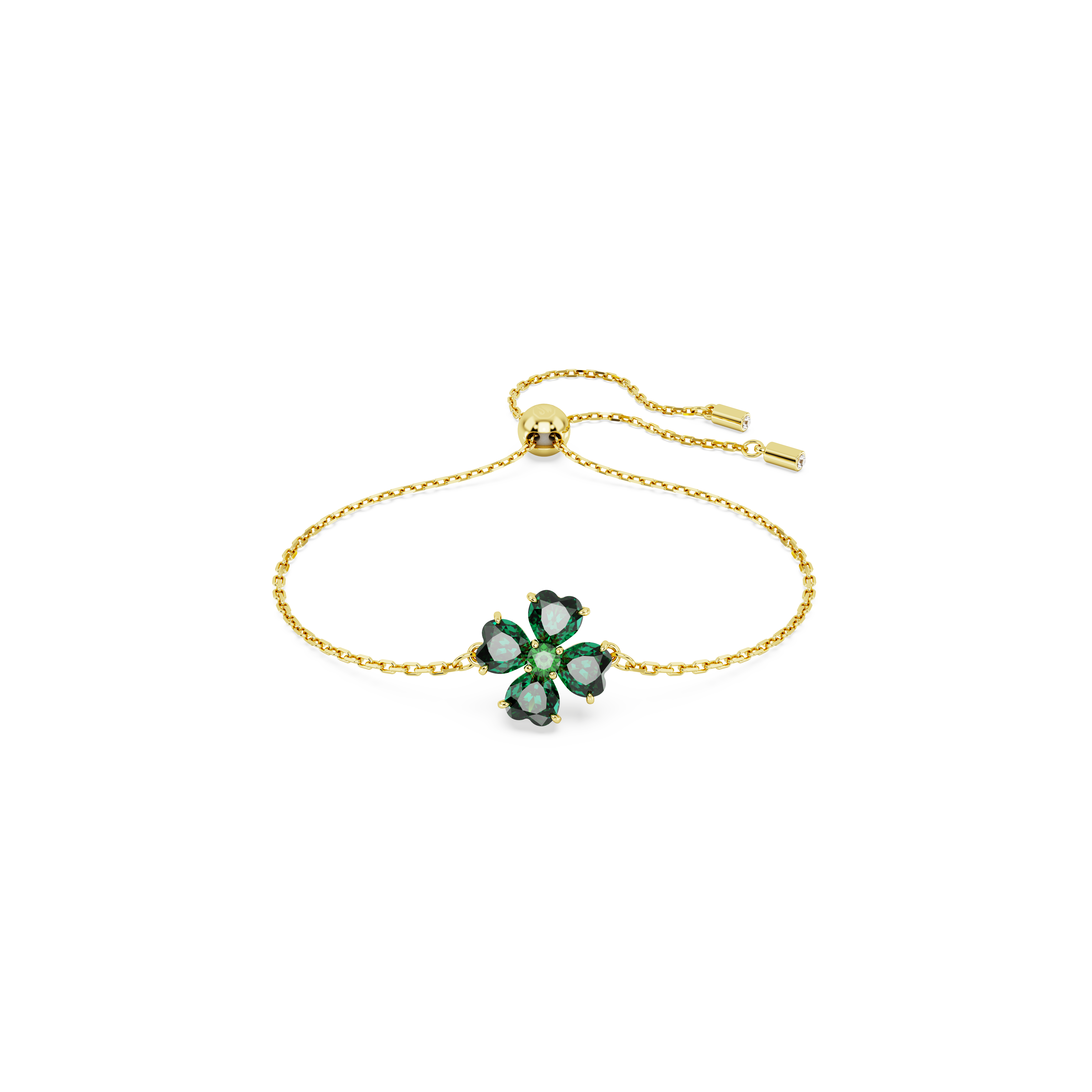 Swarovski Idyllia bracelet, Mixed cuts, Clover, Green, Gold-tone plated 5666585