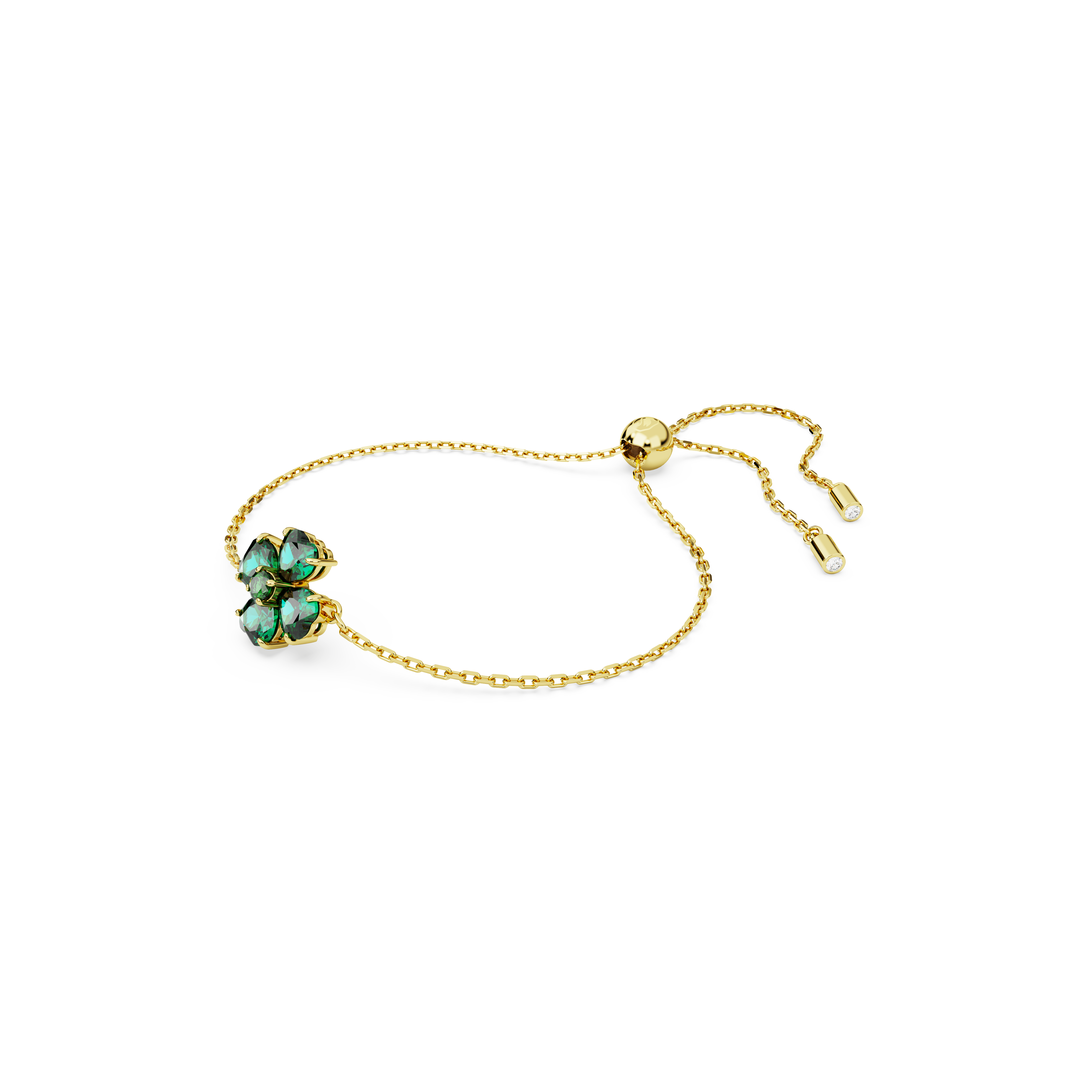 Swarovski Idyllia bracelet, Mixed cuts, Clover, Green, Gold-tone plated 5666585