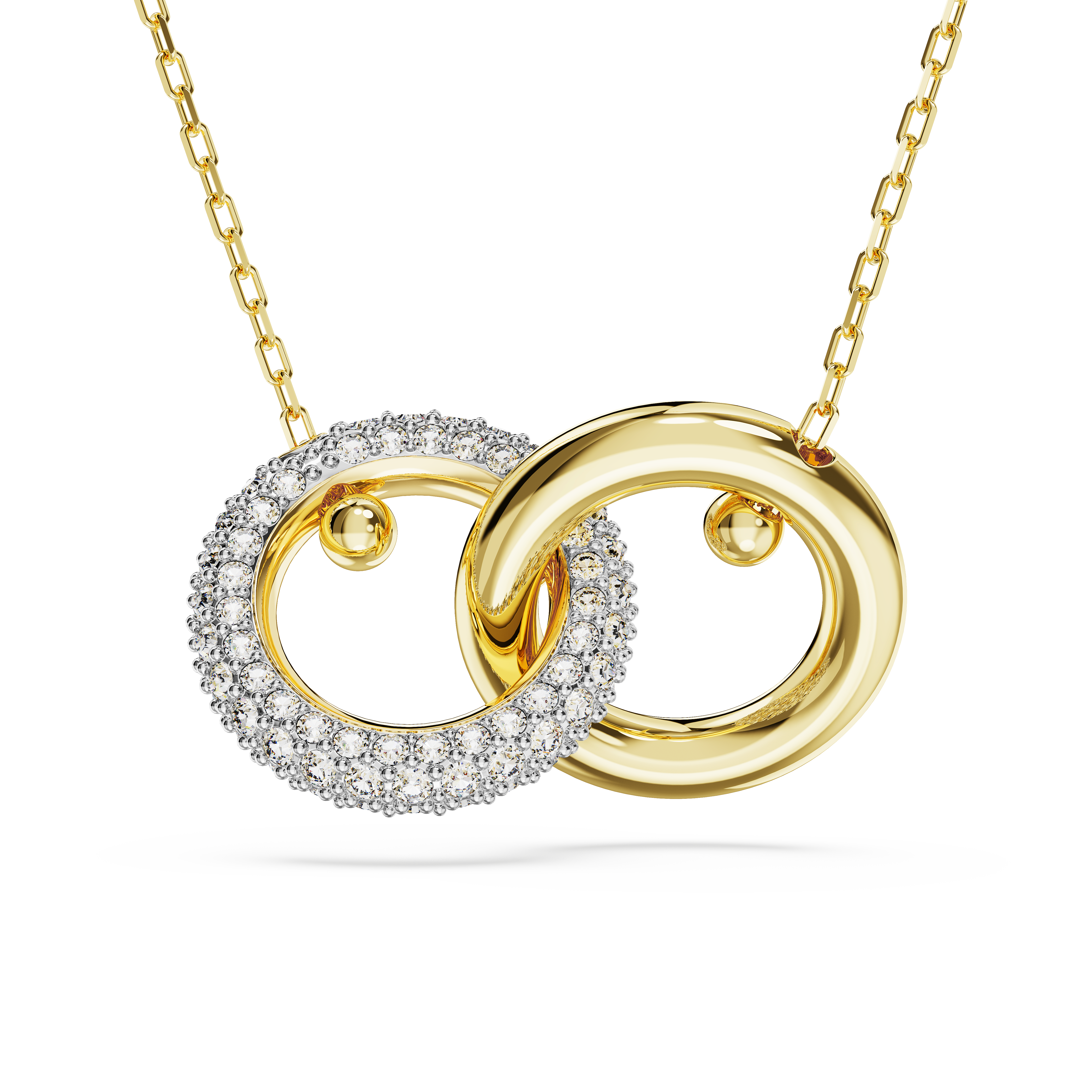 SWAROVSKI DEXTERA PENDANT, INTERLOCKING LOOP, WHITE, GOLD-TONE PLATED 5668820