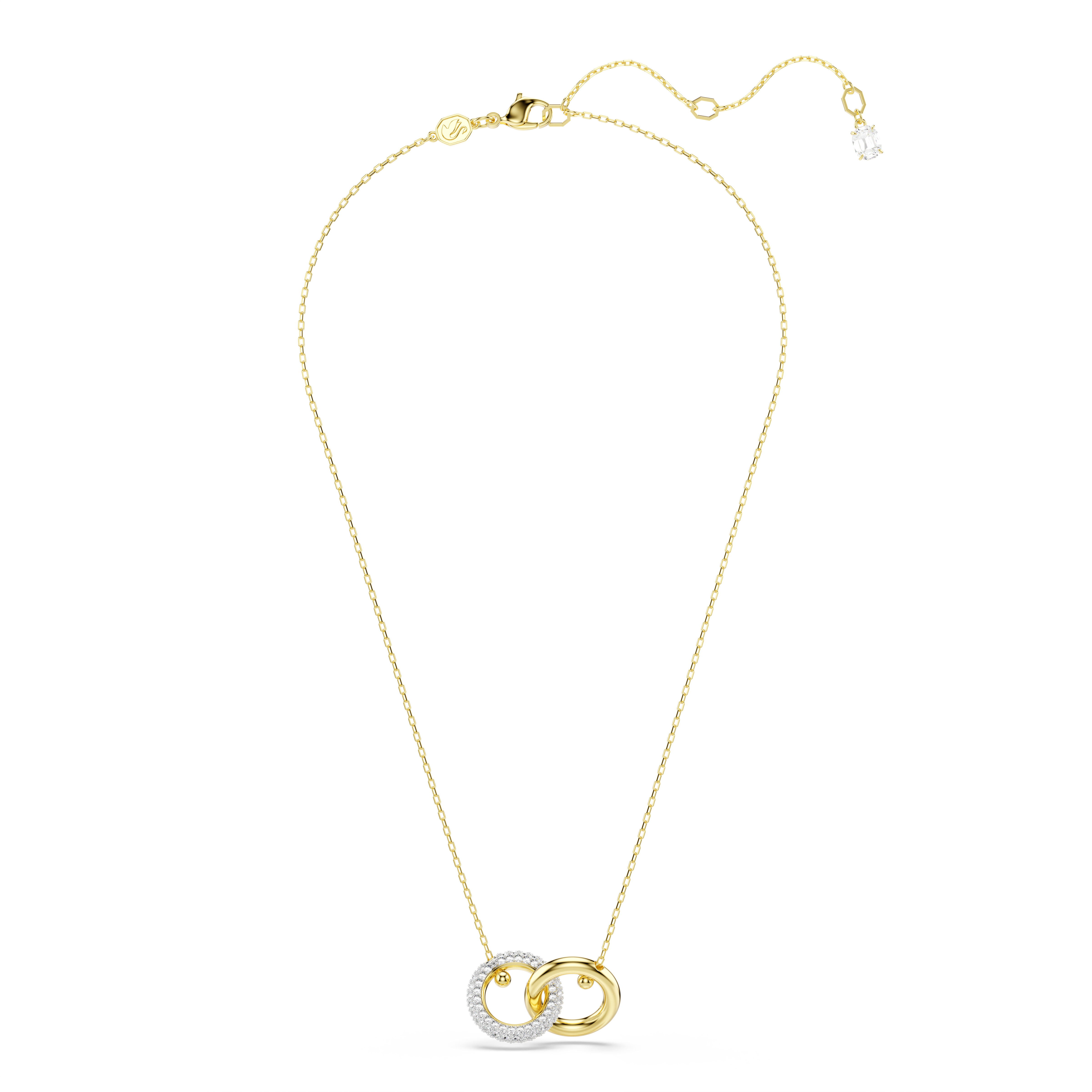 Swarovski Dextera pendant, Interlocking loop, White, Gold-tone plated 5668820