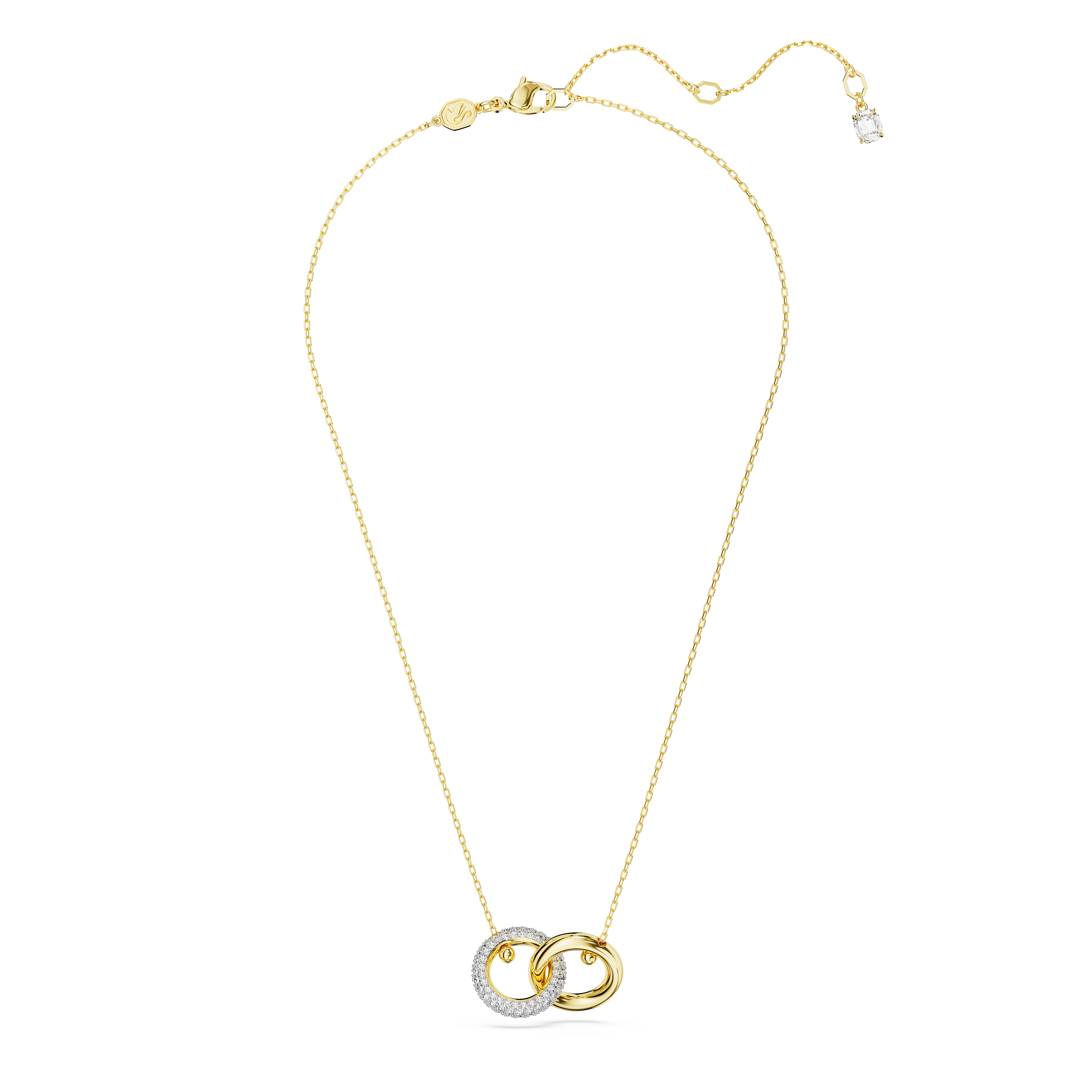 SWAROVSKI DEXTERA PENDANT, INTERLOCKING LOOP, WHITE, GOLD-TONE PLATED 5668820