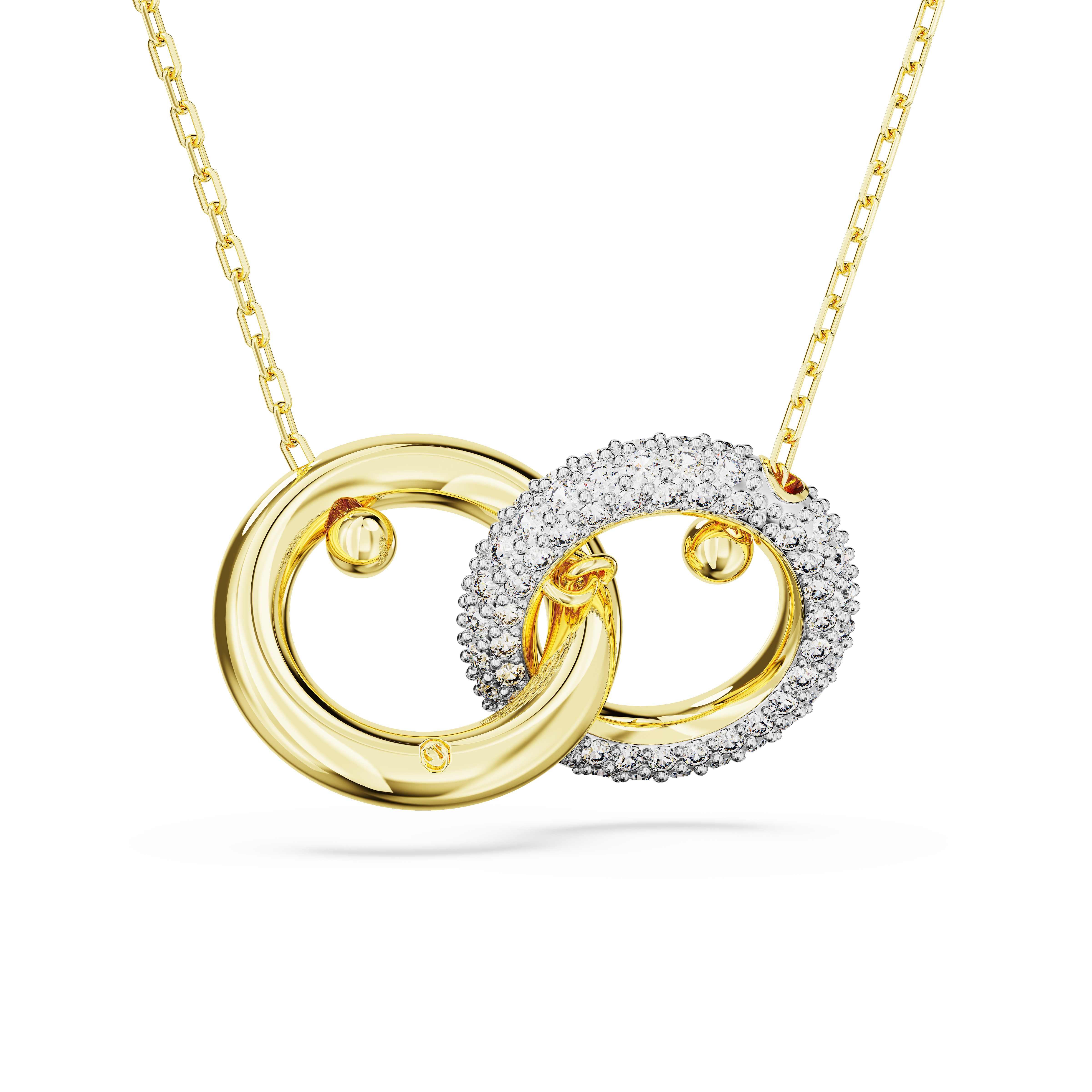 SWAROVSKI DEXTERA PENDANT, INTERLOCKING LOOP, WHITE, GOLD-TONE PLATED 5668820