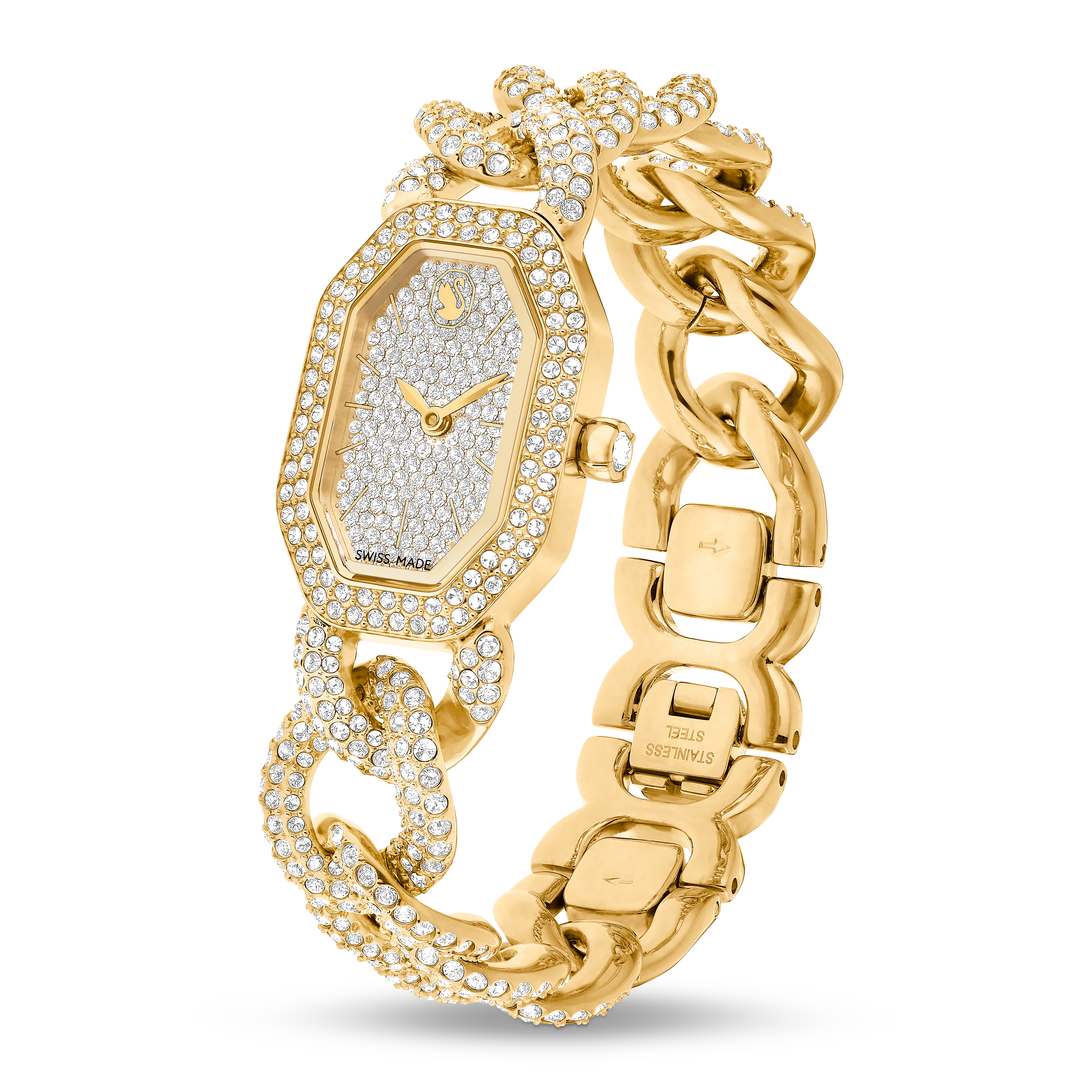 Swarovski Dextera chain watch, Swiss Made, Crystal bracelet, Gold tone, Gold-tone finish 5668854