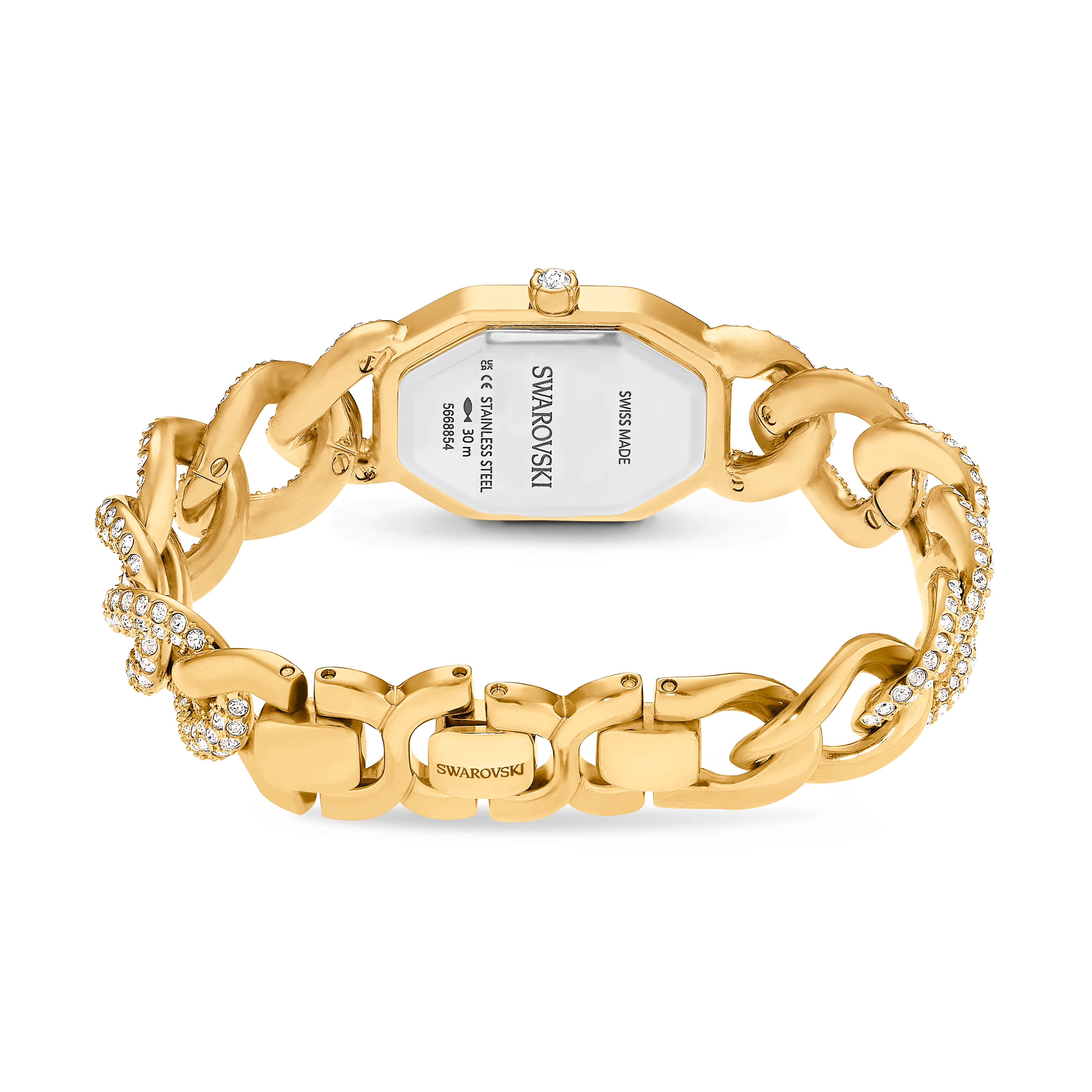 Swarovski Dextera chain watch, Swiss Made, Crystal bracelet, Gold tone, Gold-tone finish 5668854