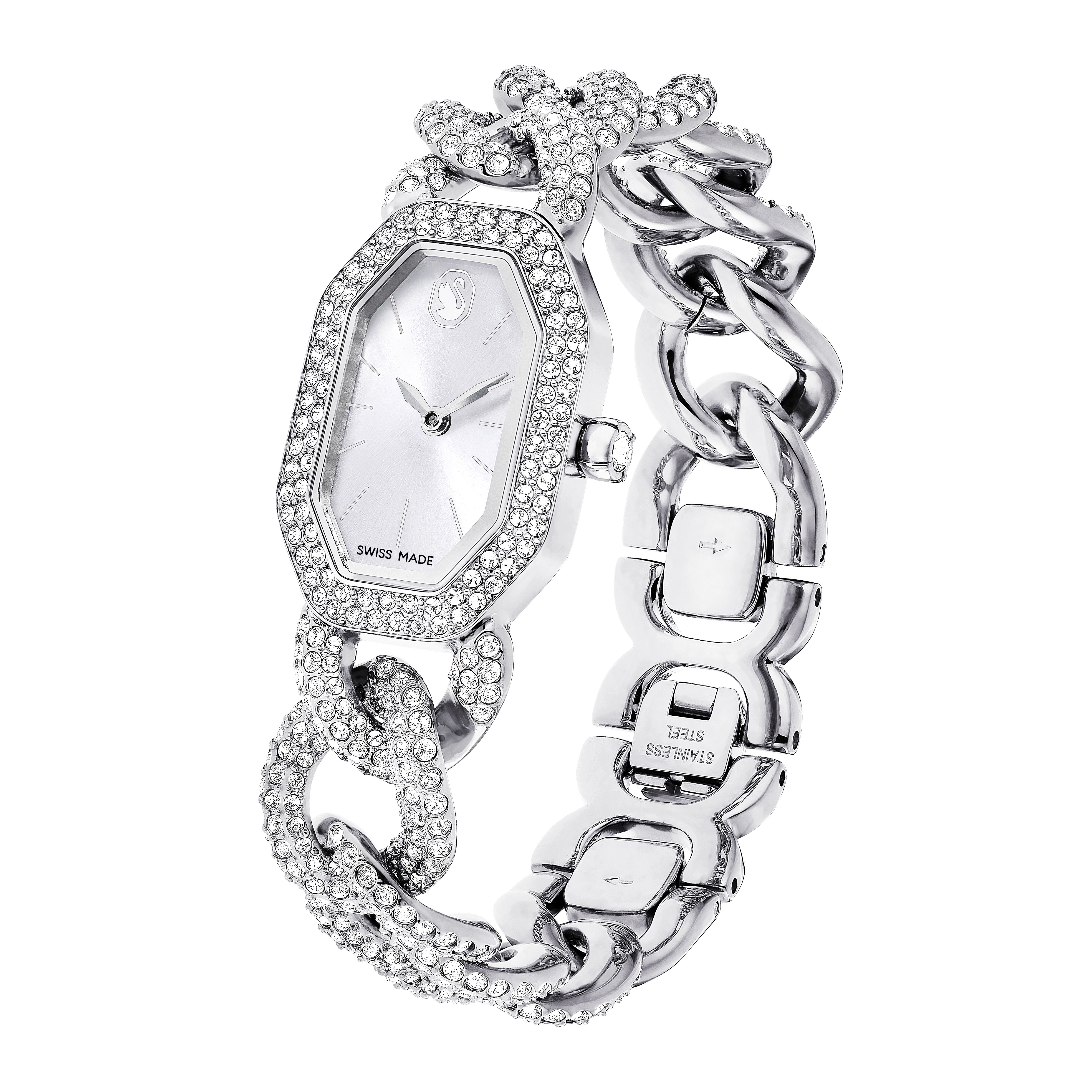 Swarovski Dextera chain watch, Swiss Made, Crystal bracelet, Silver tone, Stainless Steel 5668899