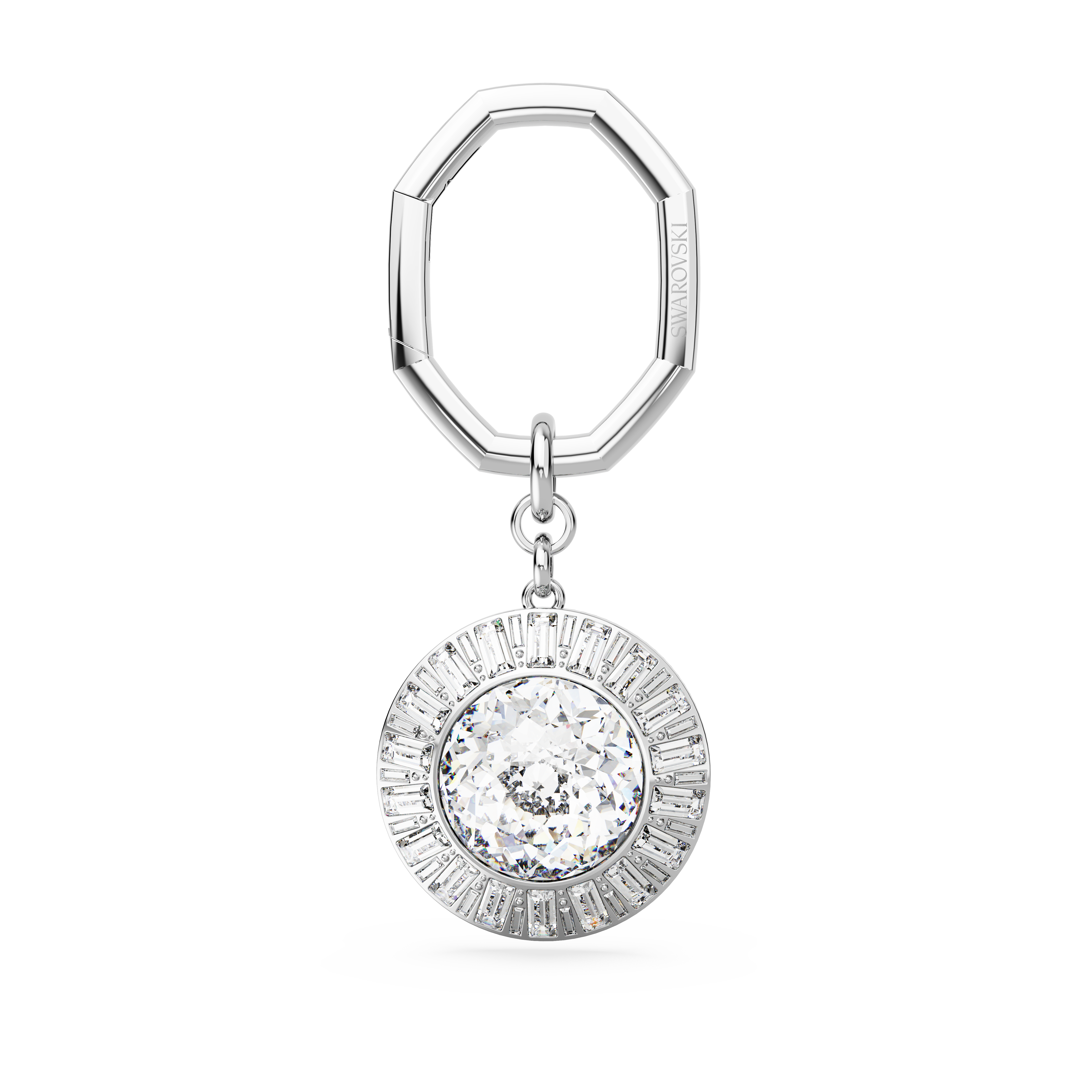 Swarovski Key ring, Round cut, White, Rhodium plated 5669119