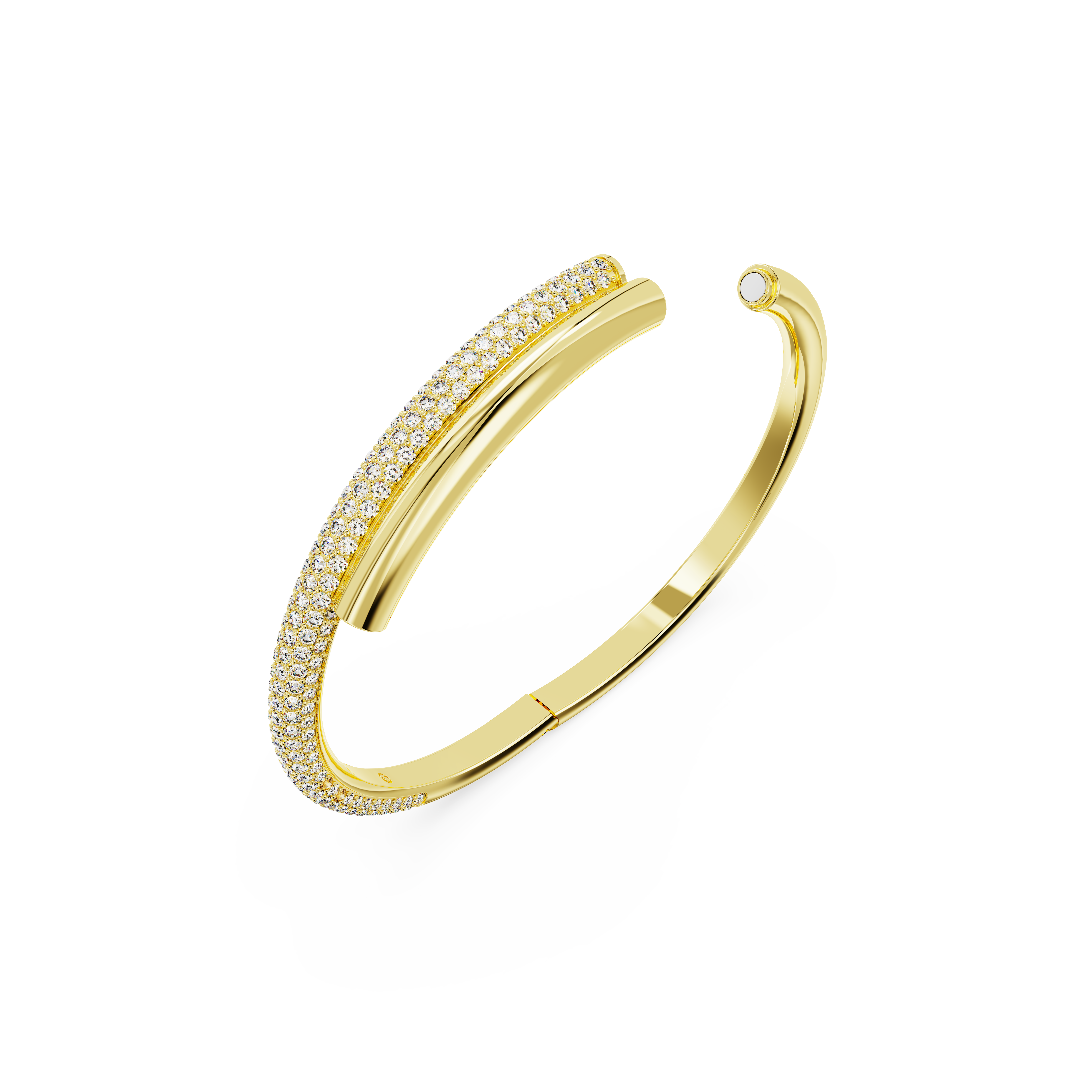 SWAROVSKI DEXTERA BANGLE, MAGNETIC CLOSURE, WHITE, GOLD-TONE PLATED