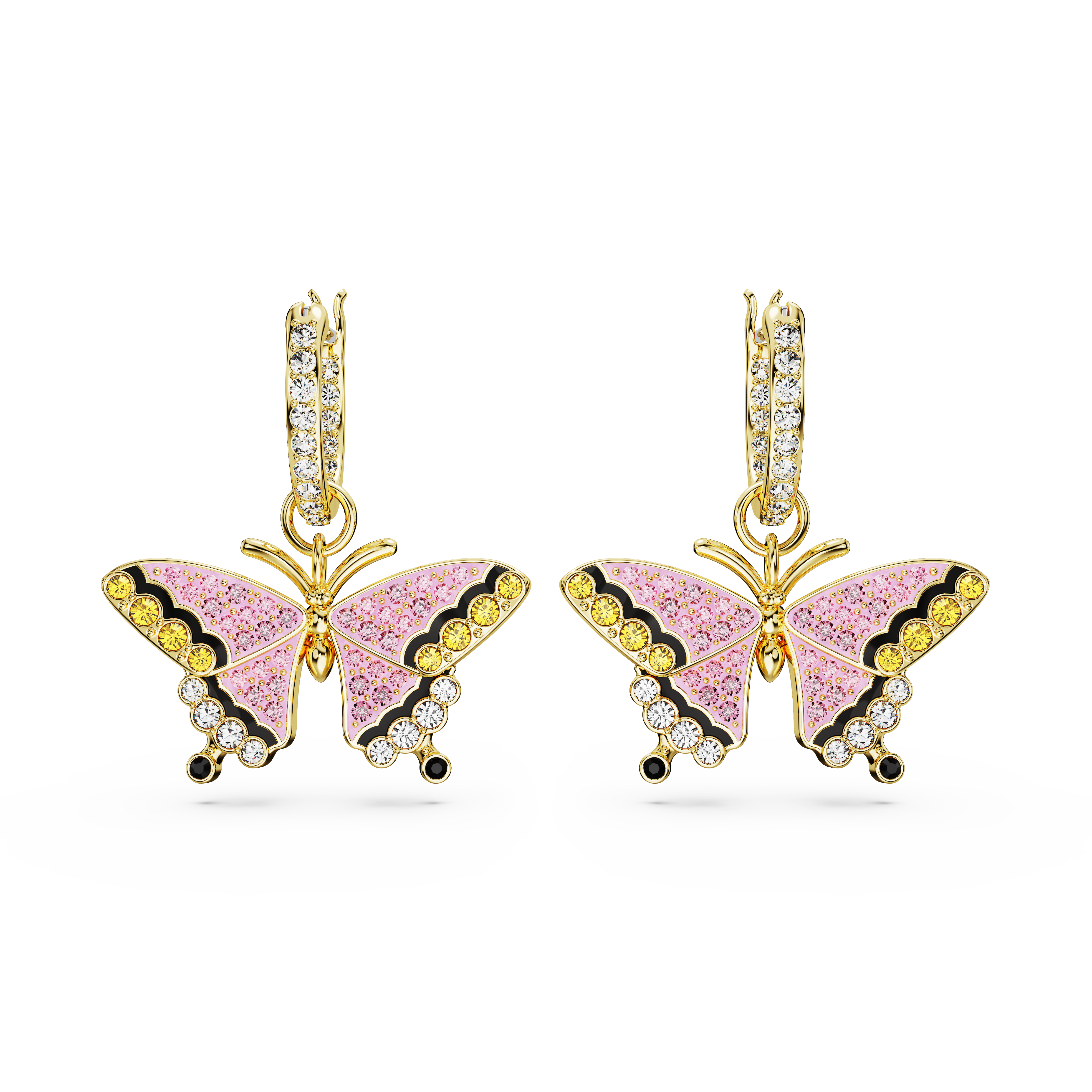 SWAROVSKI IDYLLIA DROP EARRINGS, BUTTERFLY, MULTICOLORED, GOLD-TONE PLATED 5670055