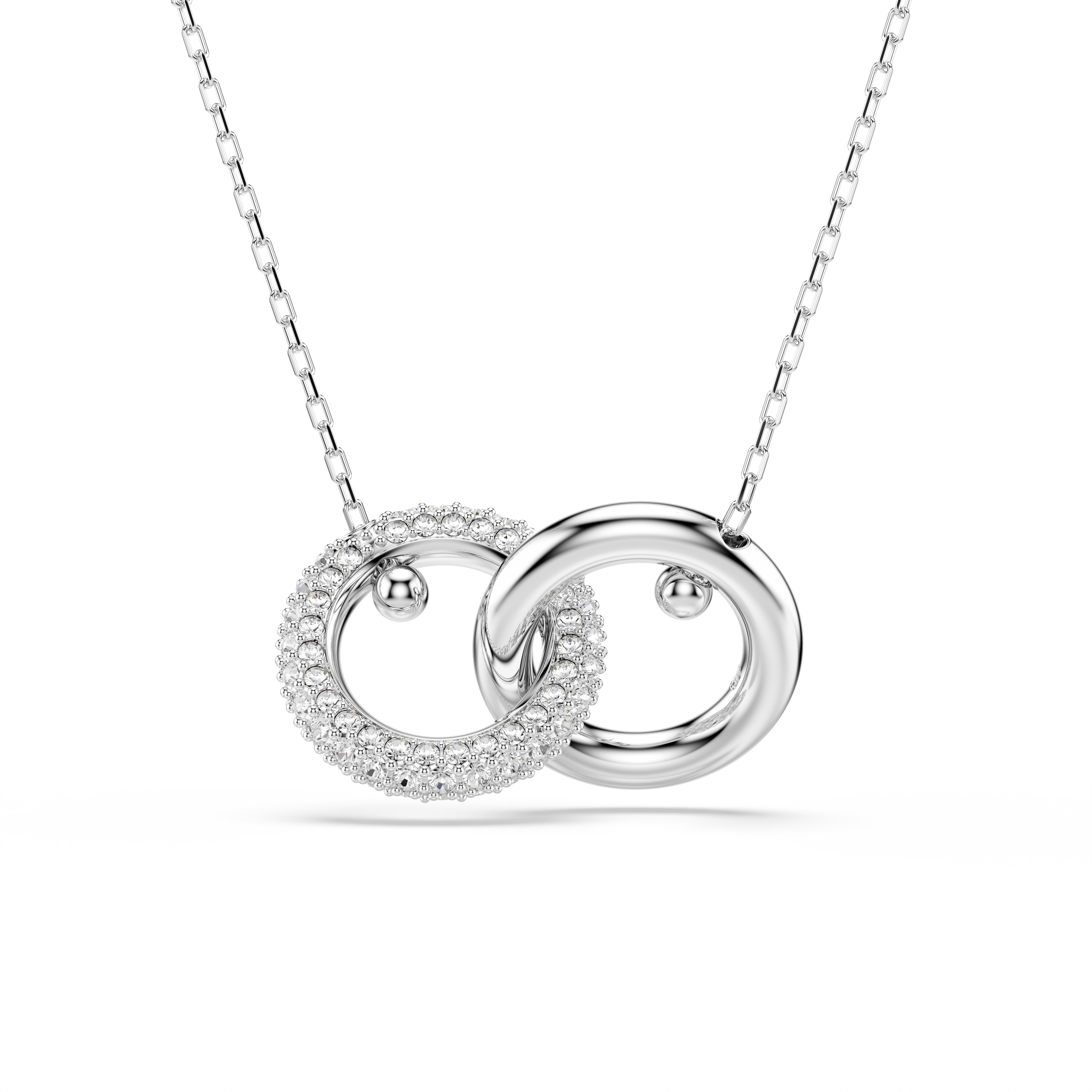 Swarovski Dextera pendant, Interlocking loop, White, Rhodium plated 5670251