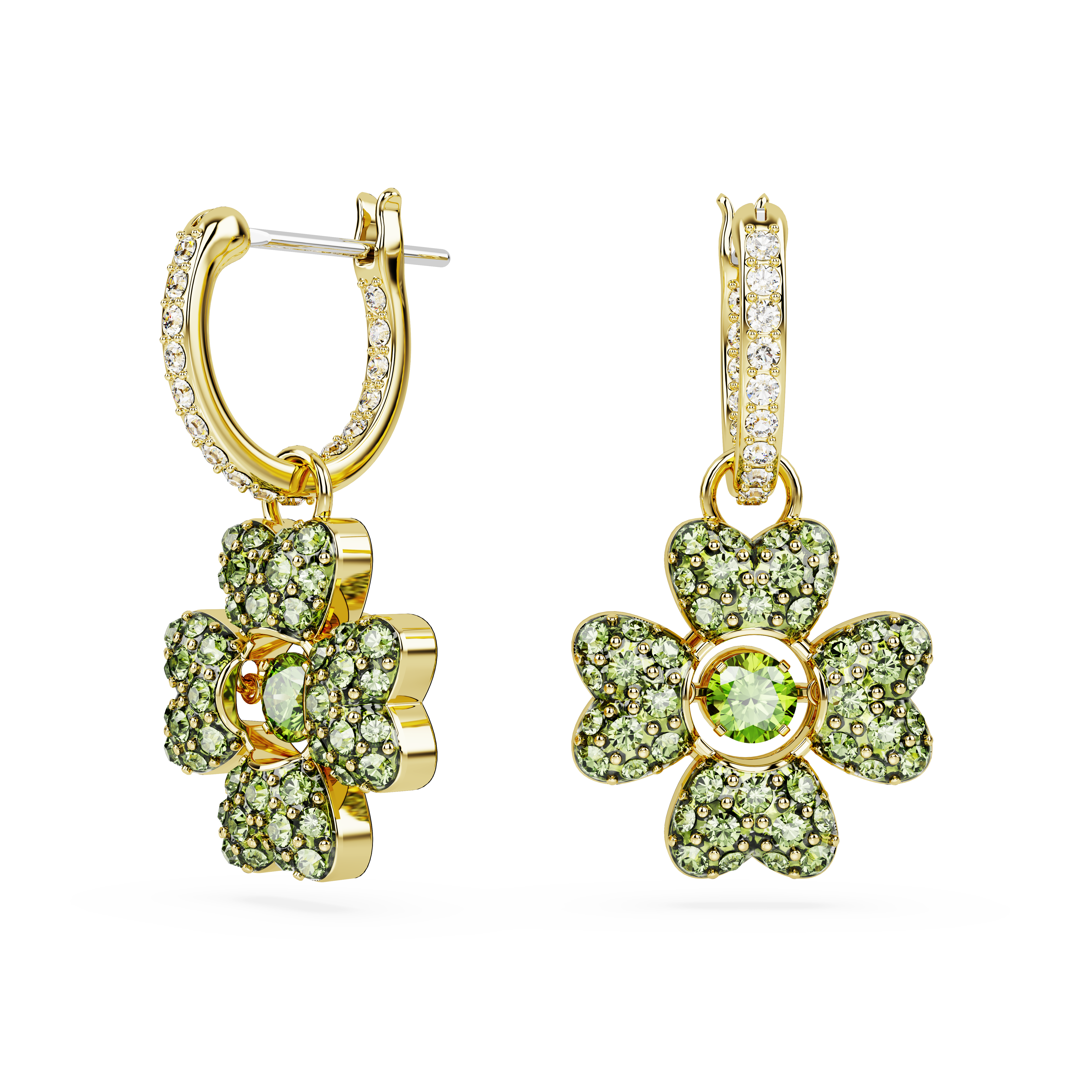 SWAROVSKI IDYLLIA DROP EARRINGS, CLOVER, GREEN, GOLD-TONE PLATED 5670664