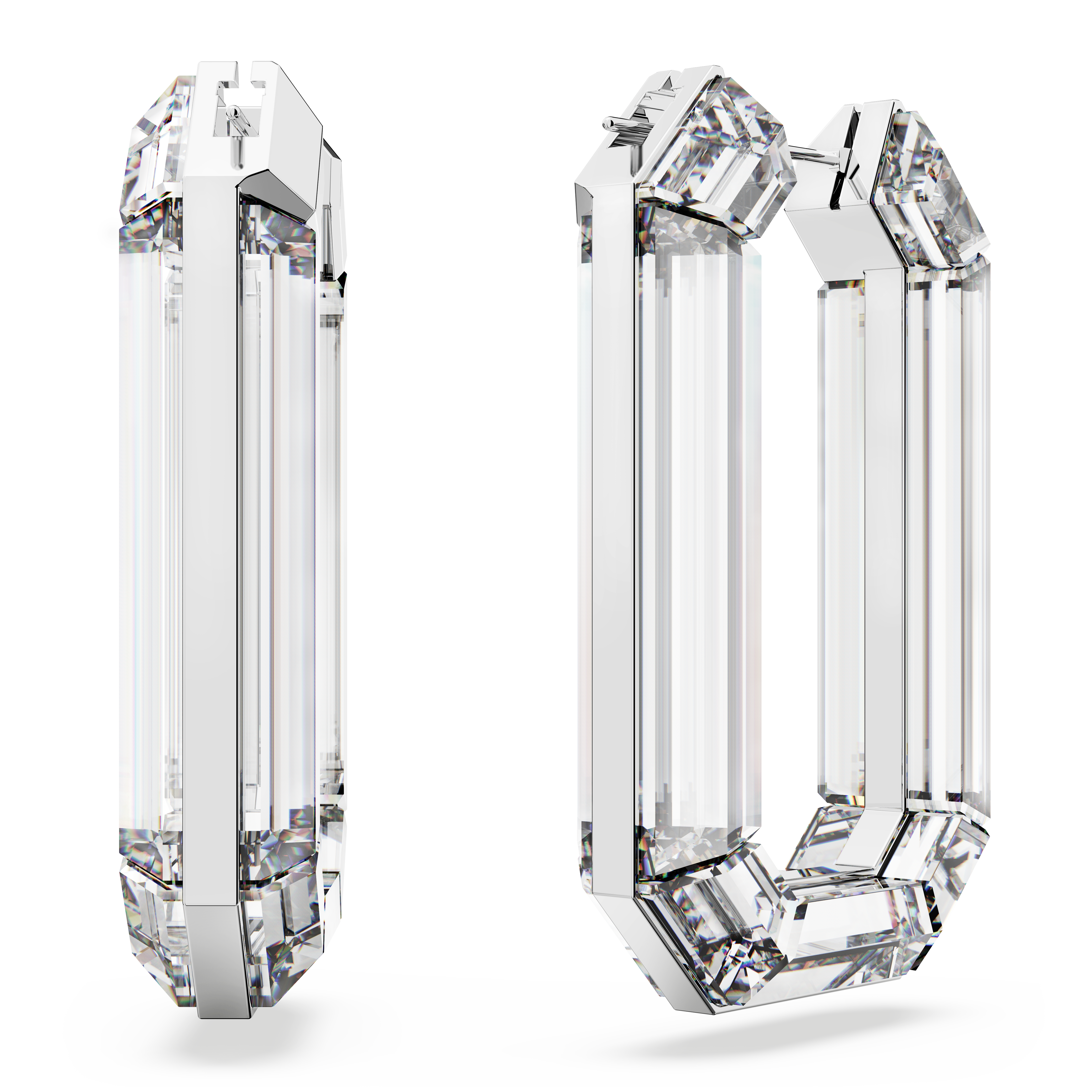 SWAROVSKI LUCENT HOOP EARRINGS, STATEMENT, OCTAGON SHAPE, WHITE 5671087