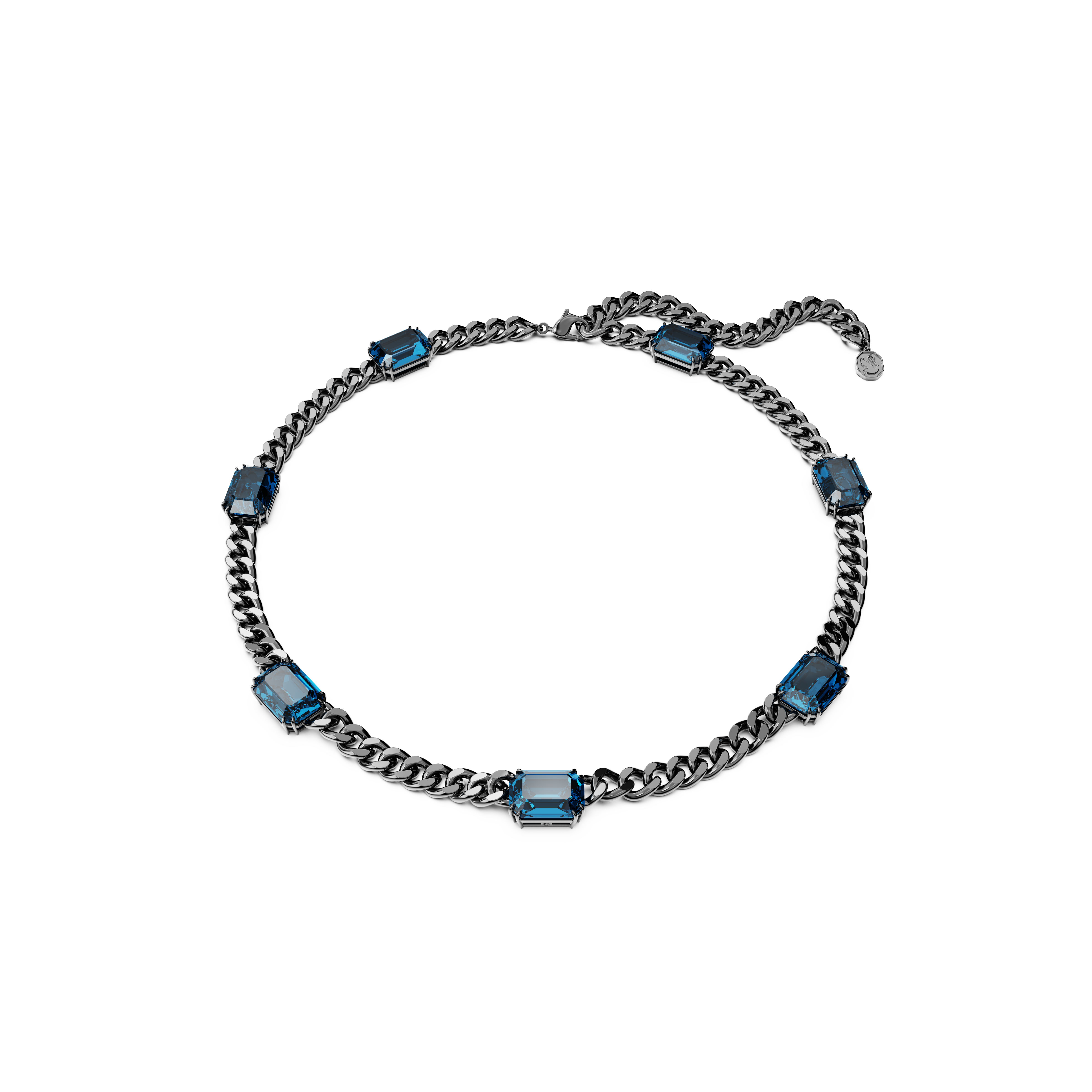 SWAROVSKI MILLENIA NECKLACE, OCTAGON CUT, BLUE, RUTHENIUM PLATED 5671243