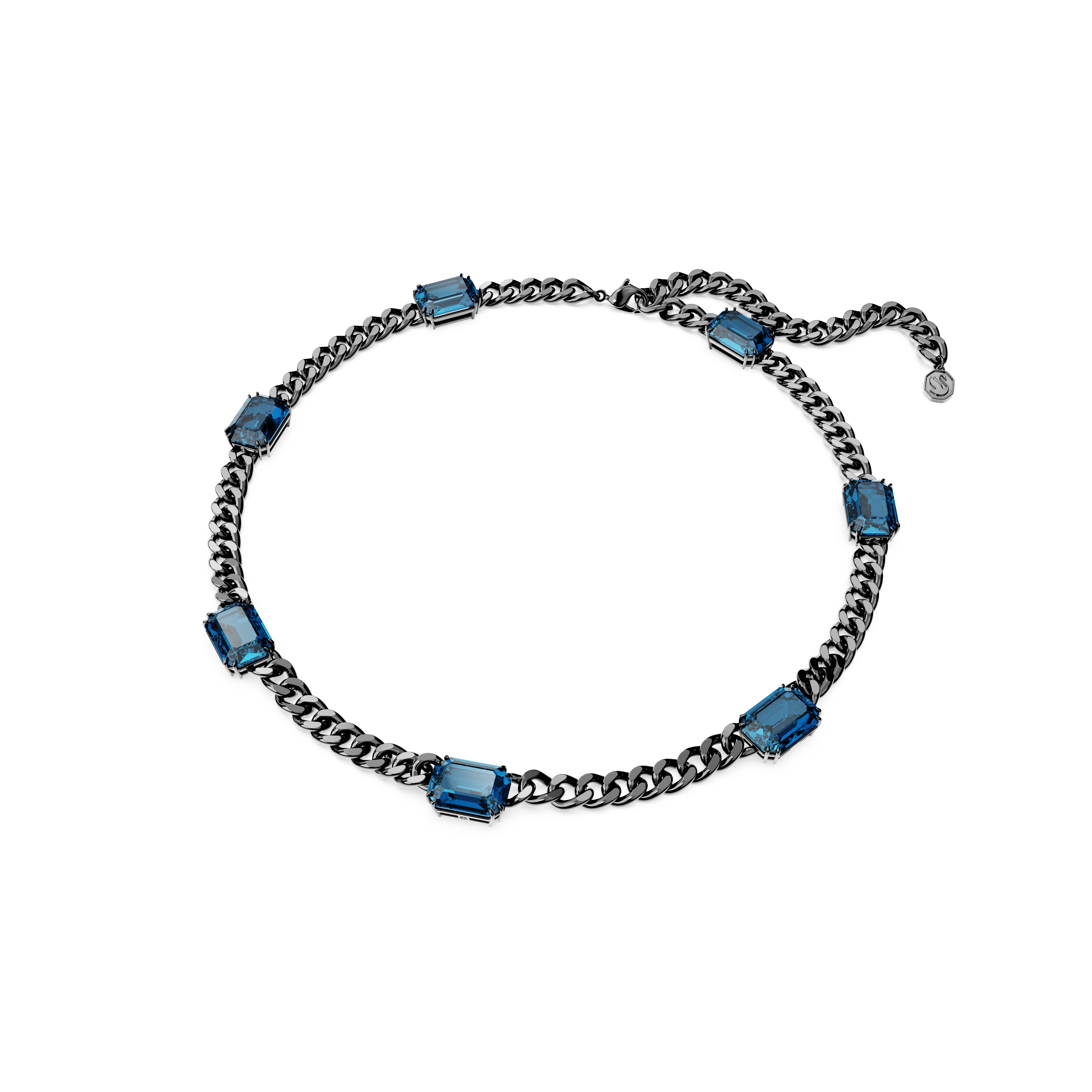 SWAROVSKI MILLENIA NECKLACE, OCTAGON CUT, BLUE, RUTHENIUM PLATED 5671243