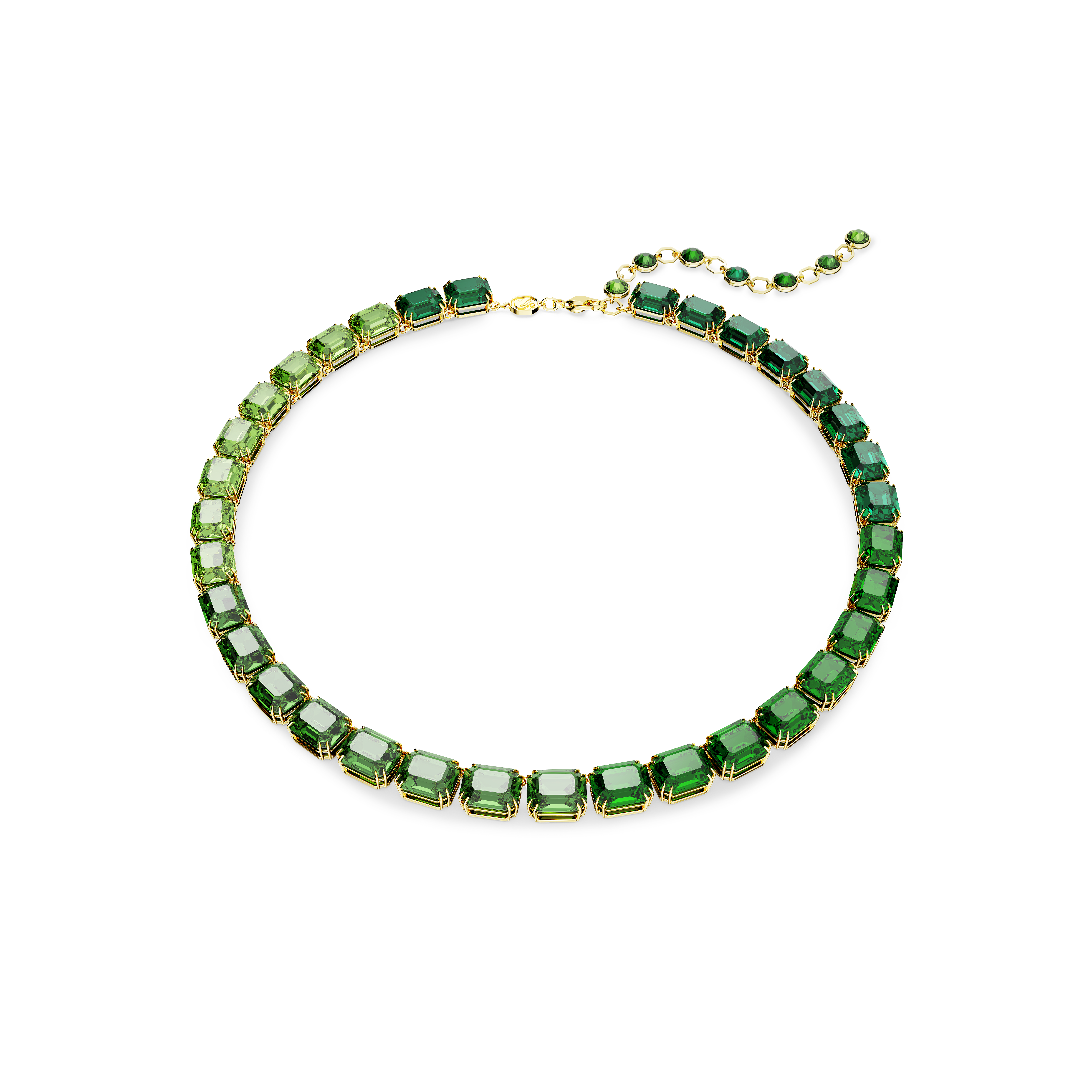 Swarovski Millenia necklace, Octagon cut, Color gradient, Green, Gold-tone plated 5671257