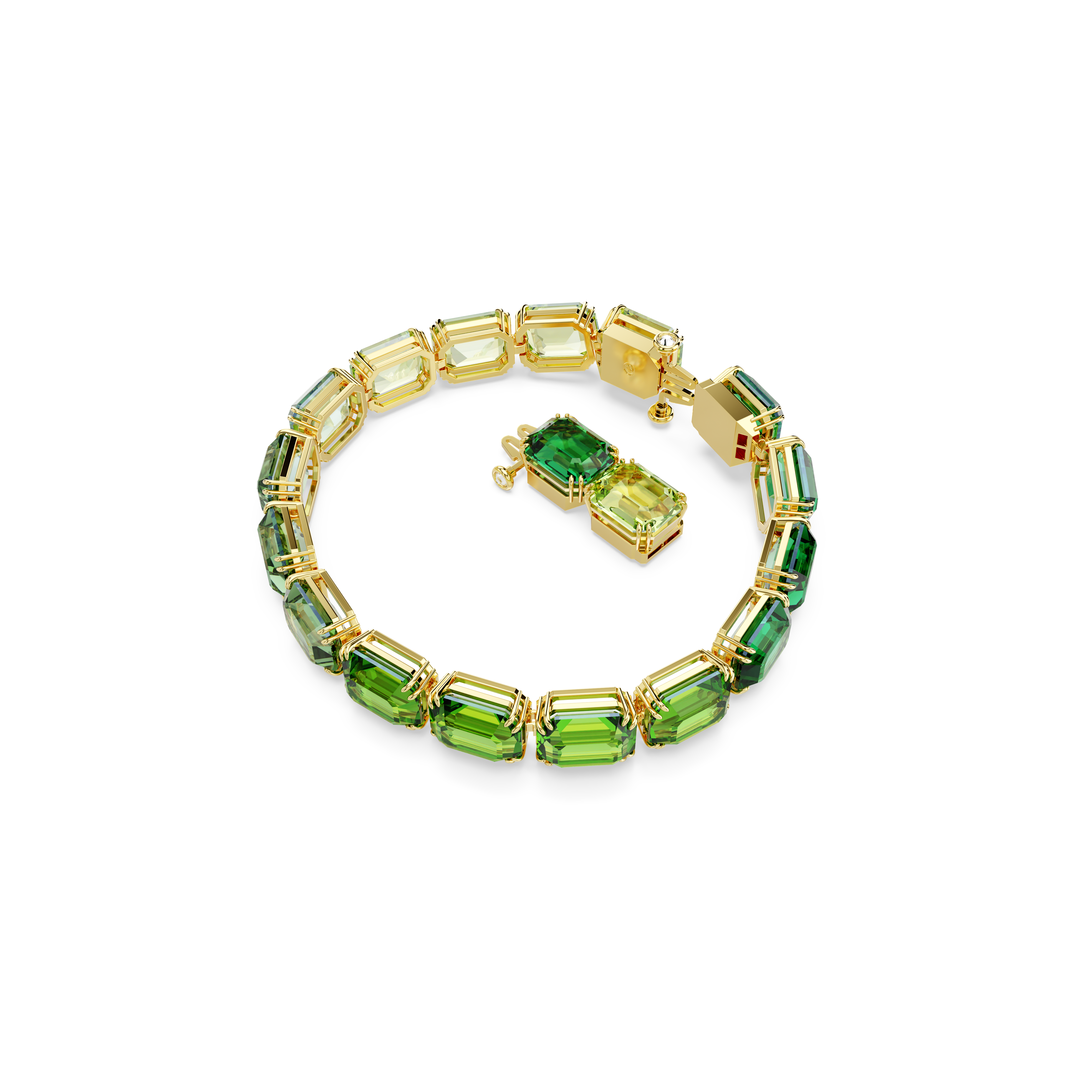 Swarovski Millenia bracelet, Octagon cut, Color gradient, Green, Gold-tone plated 5671258
