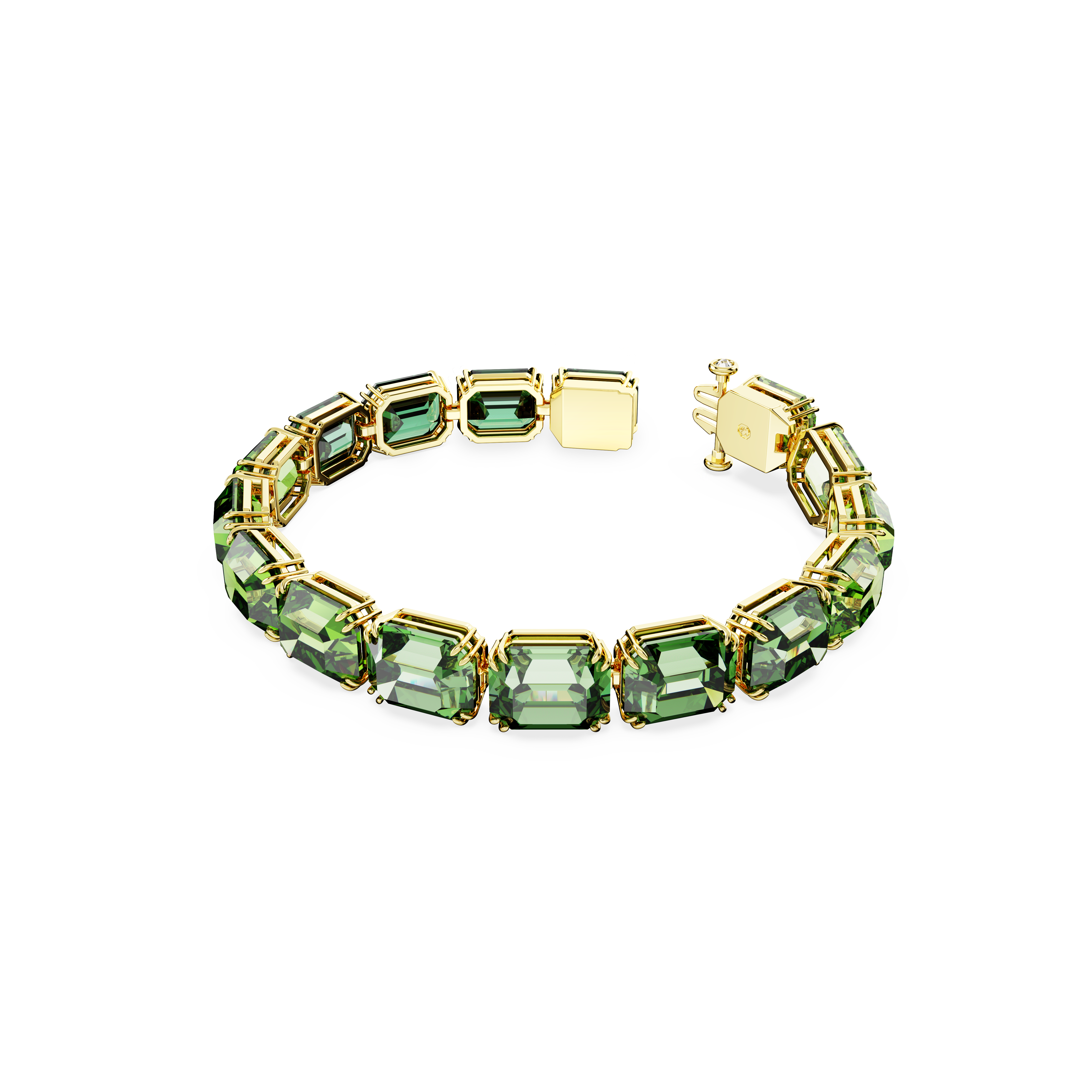 SWAROVSKI MILLENIA BRACELET, OCTAGON CUT, COLOR GRADIENT, GREEN, GOLD-TONE PLATED 5671258