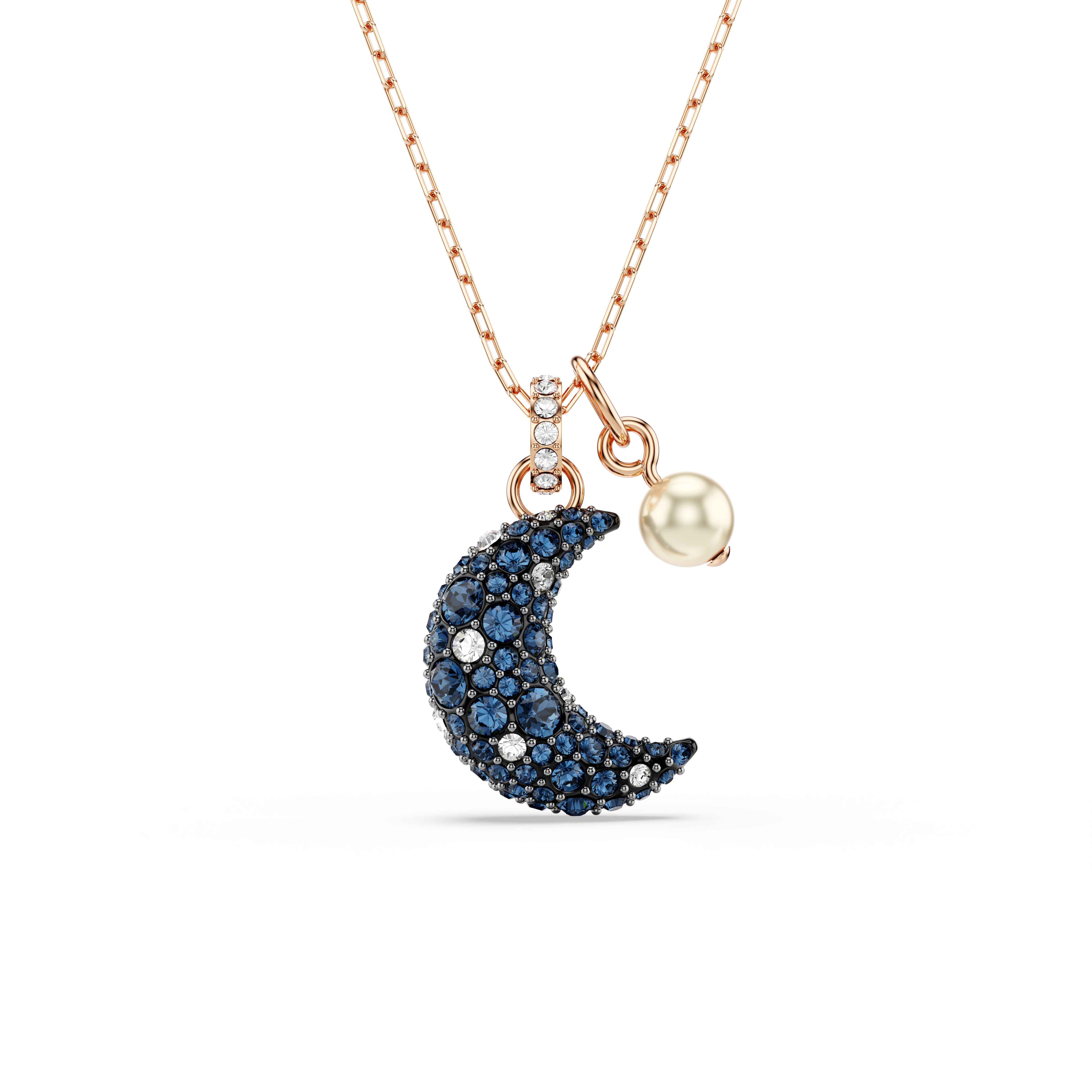 Swarovski Sublima pendant, Crystal pearl, Moon, Multicolored, Rose gold-tone plated 5671585
