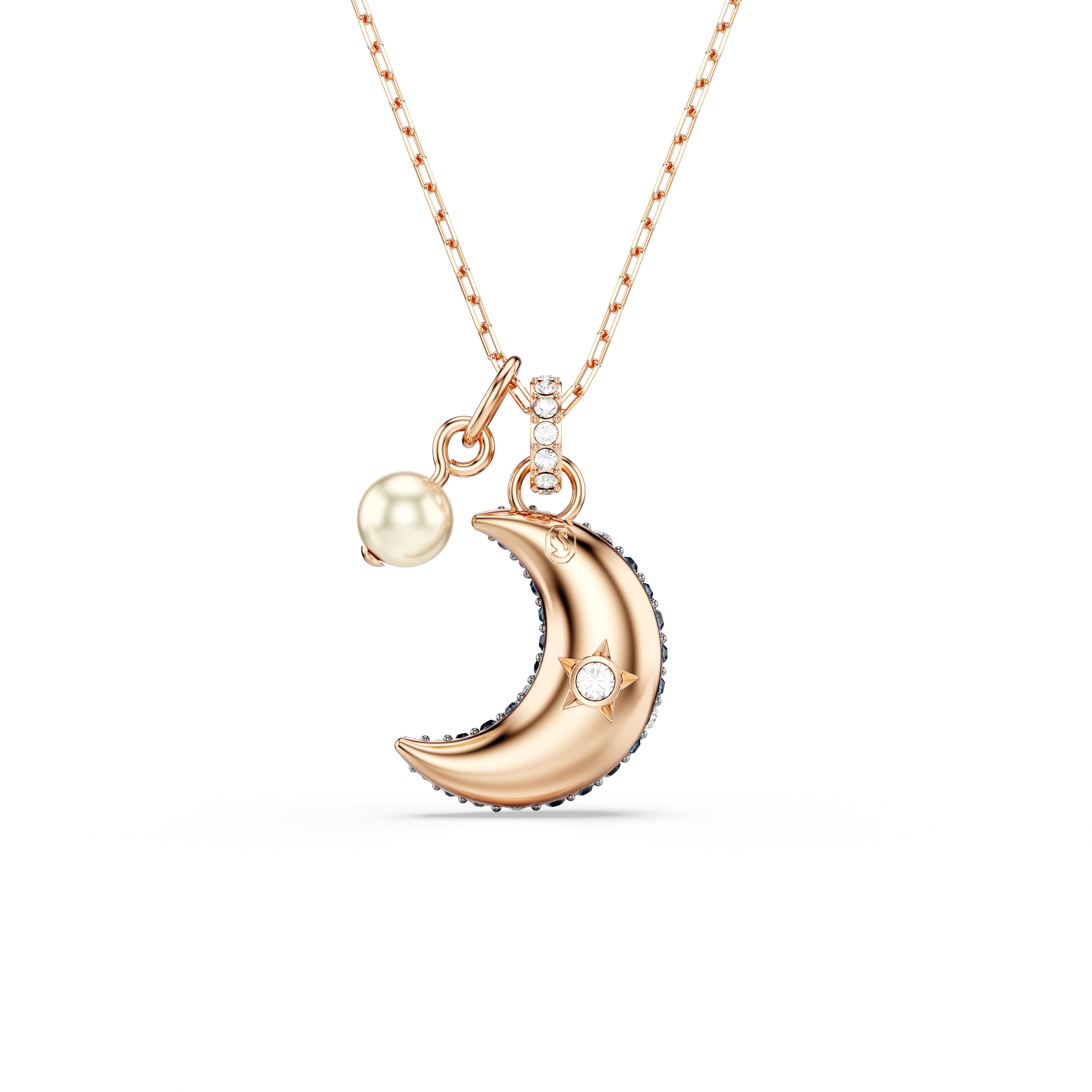 Swarovski Sublima pendant, Crystal pearl, Moon, Multicolored, Rose gold-tone plated 5671585