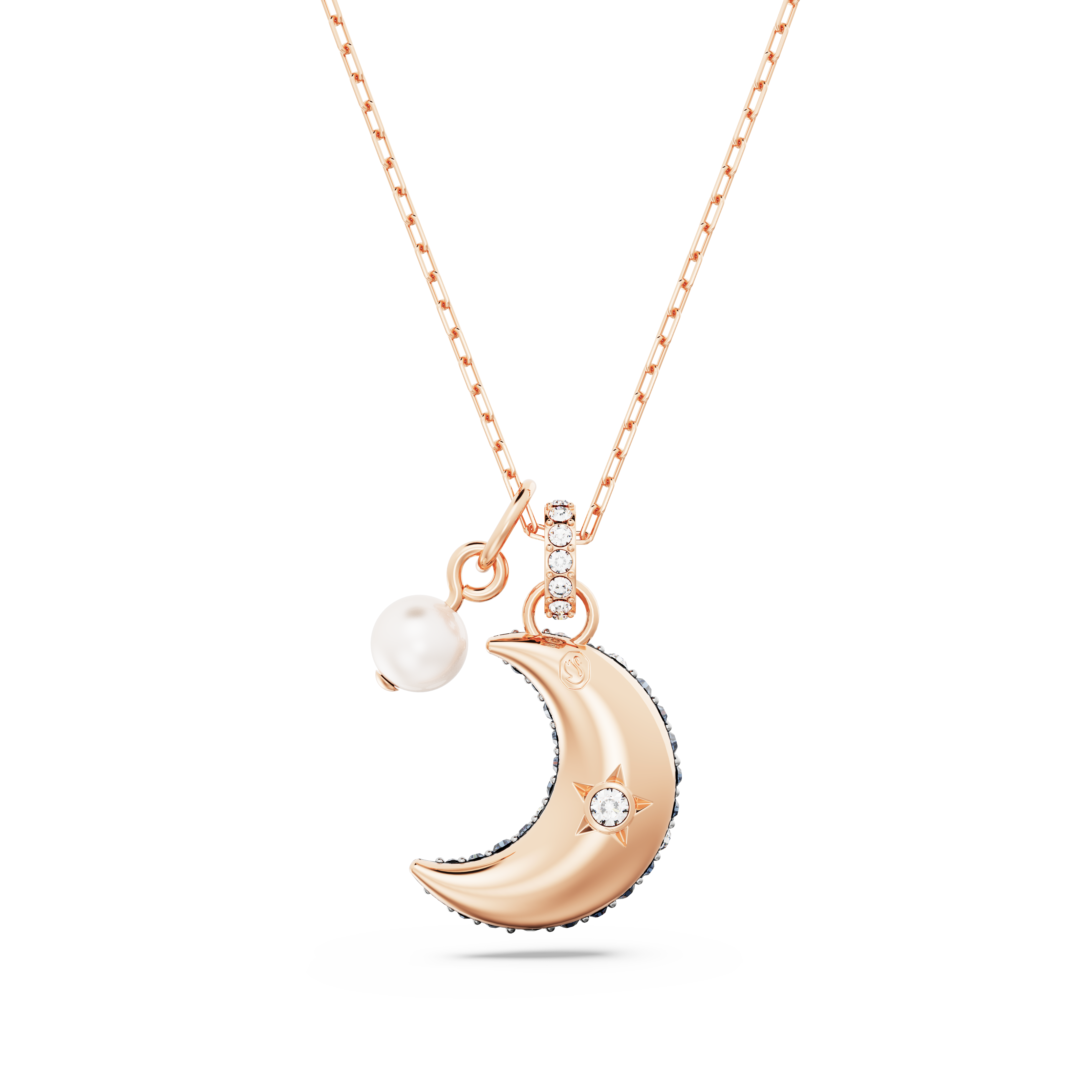 SWAROVSKI LUNA PENDANT, MOON, MULTICOLORED, ROSE GOLD-TONE PLATED 5671585