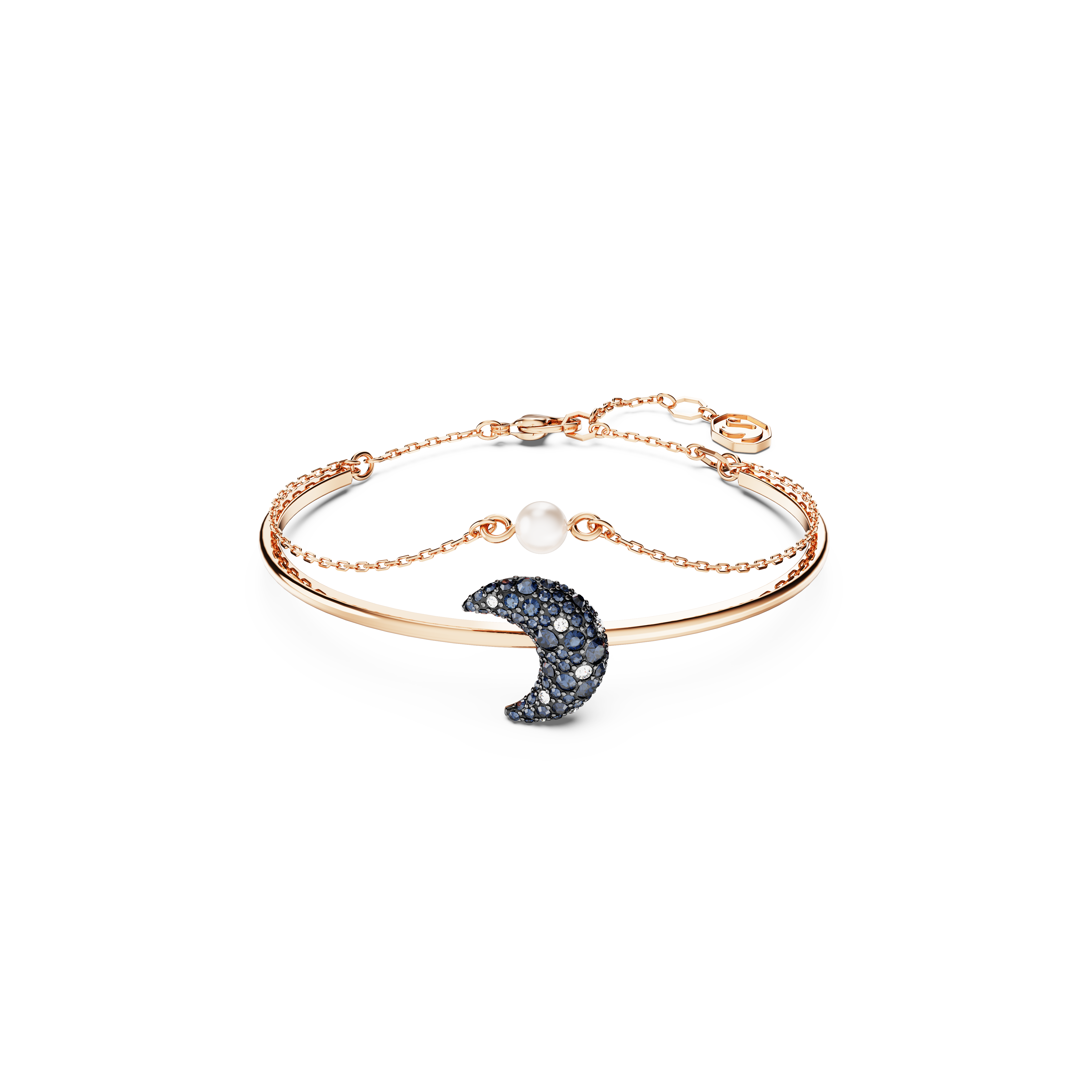 SWAROVSKI LUNA BANGLE, MOON, MULTICOLORED, ROSE GOLD-TONE PLATED 5671586