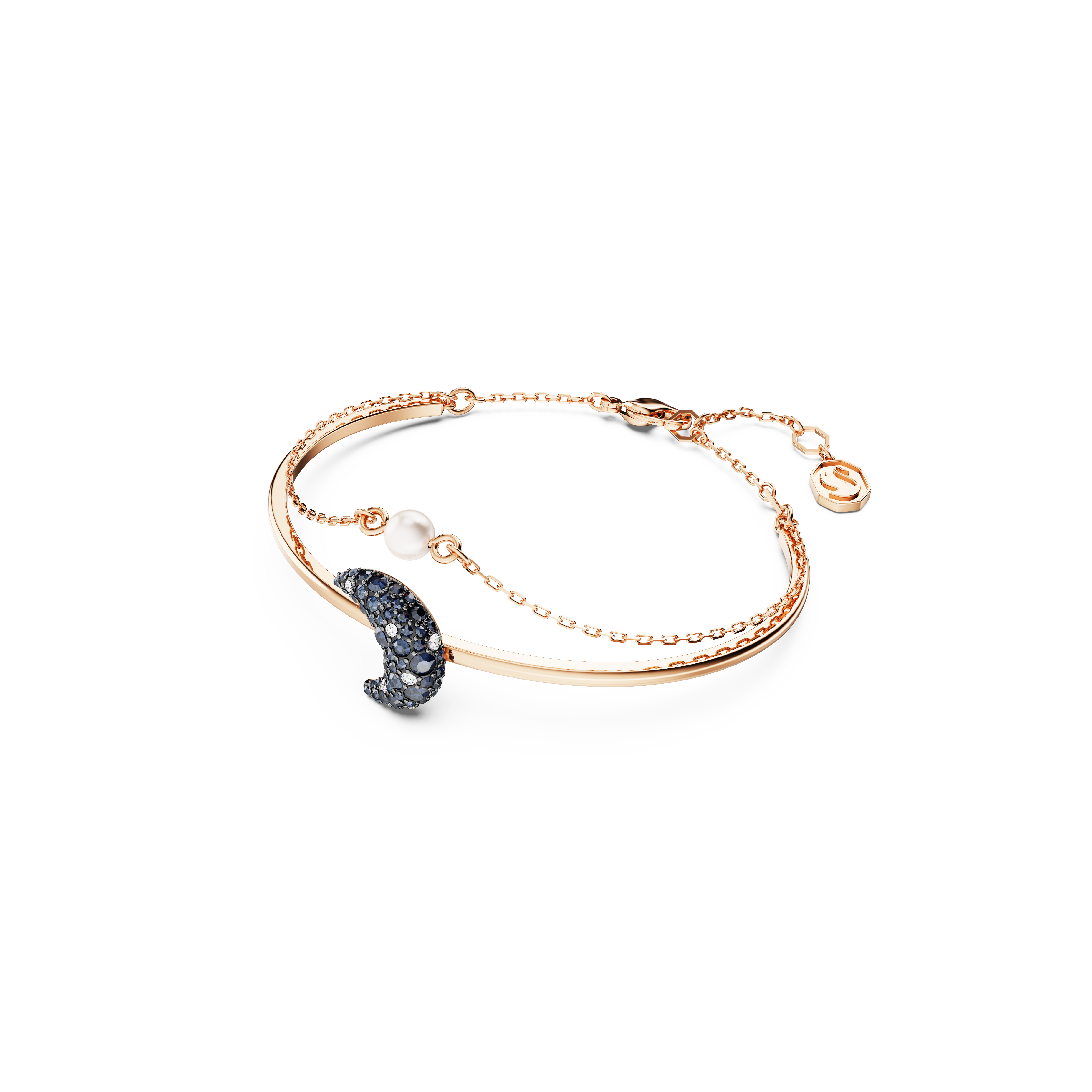 SWAROVSKI LUNA BANGLE, MOON, MULTICOLORED, ROSE GOLD-TONE PLATED 5671586