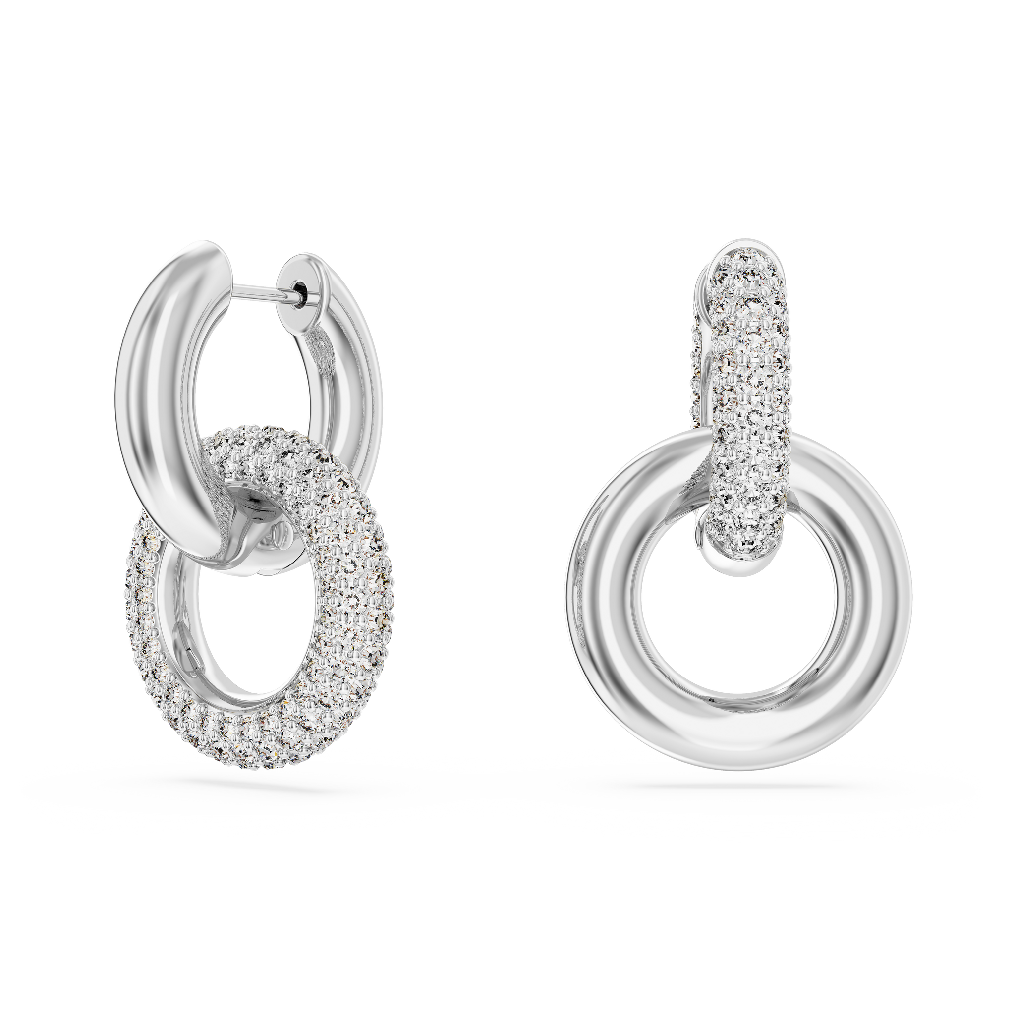 Swarovski Dextera hoop earrings, Asymmetrical design, Interlocking
