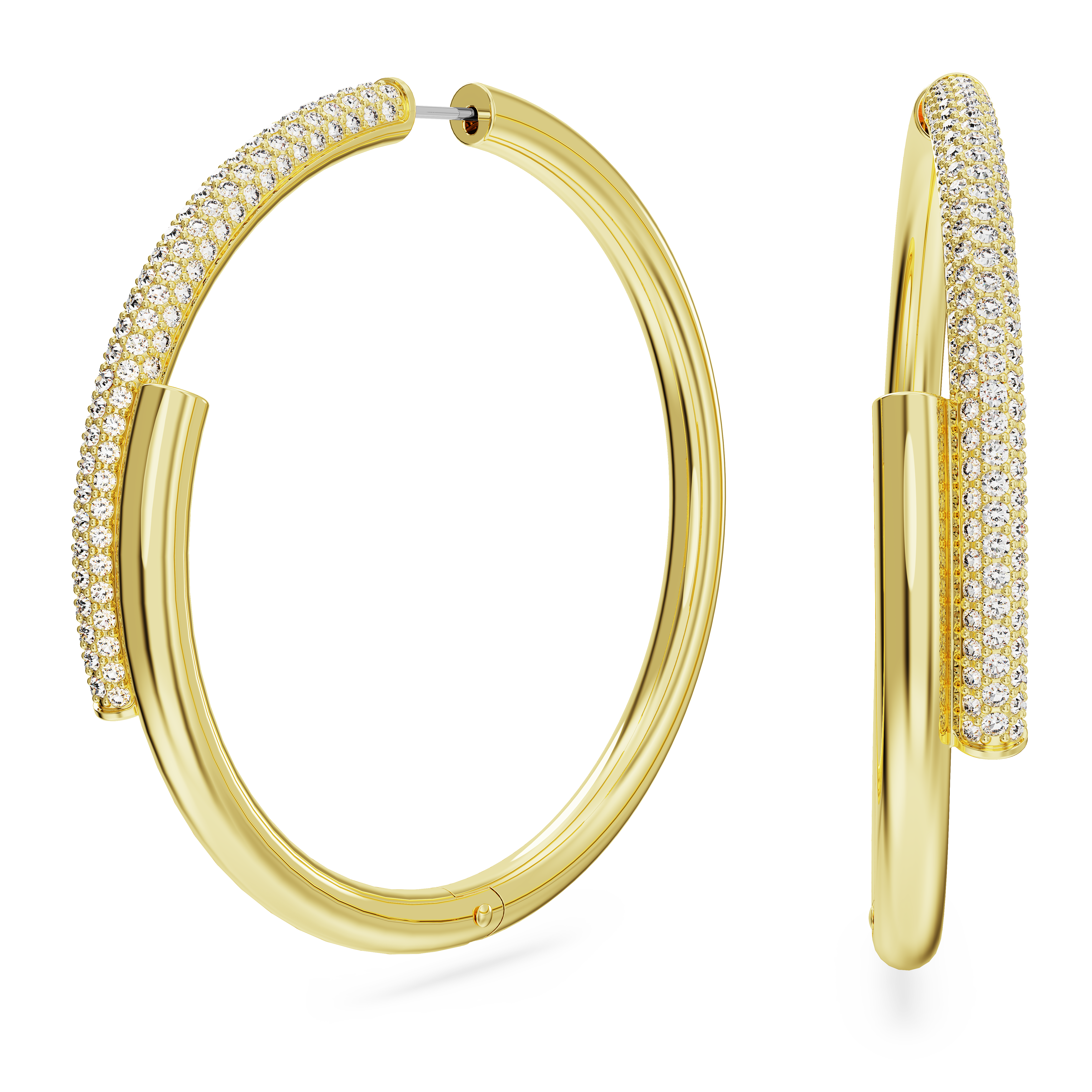 SWAROVSKI DEXTERA HOOP EARRINGS, WHITE, GOLD-TONE PLATED 5671808