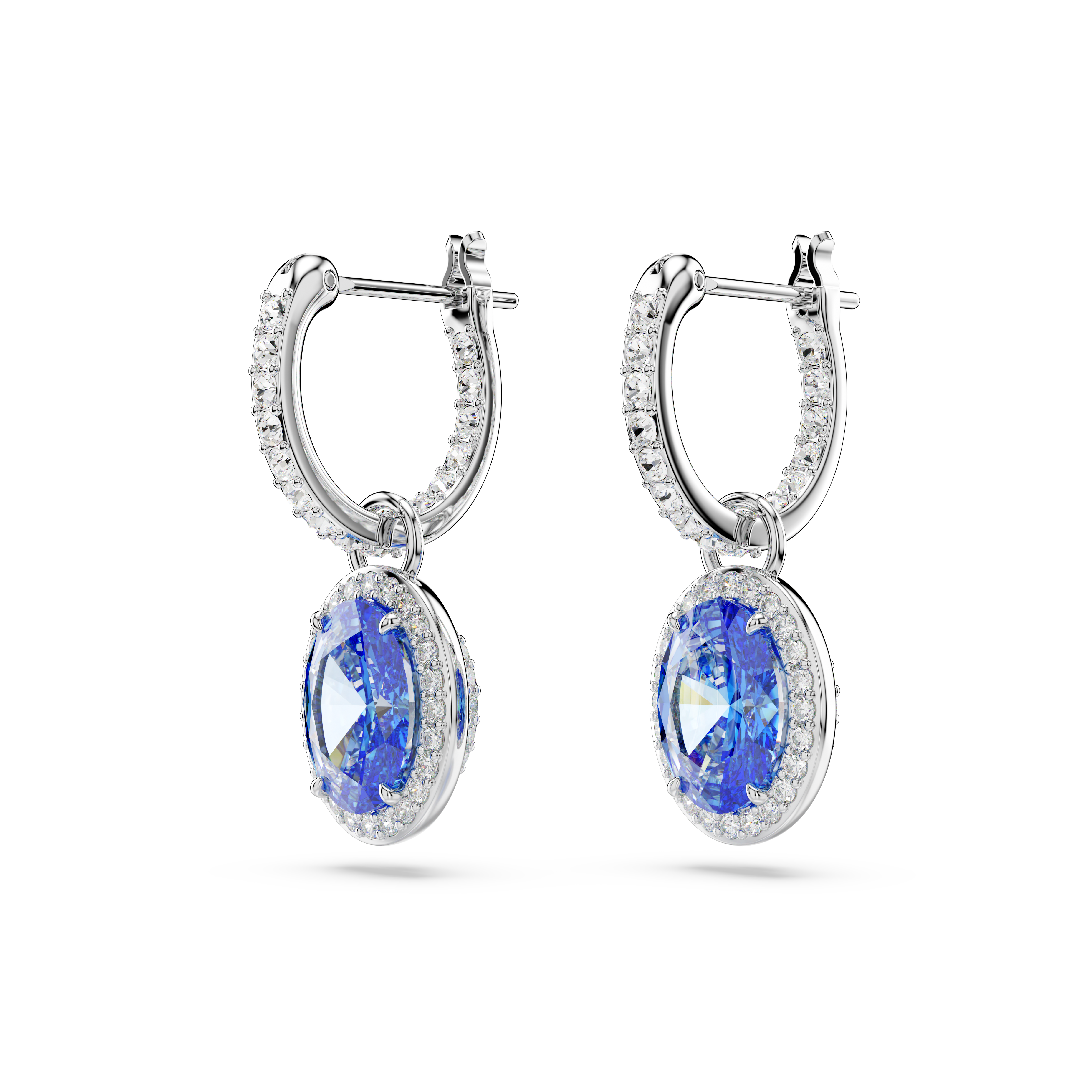 SWAROVSKI CONSTELLA DROP EARRINGS, OVAL CUT, BLUE, RHODIUM PLATED 5671817