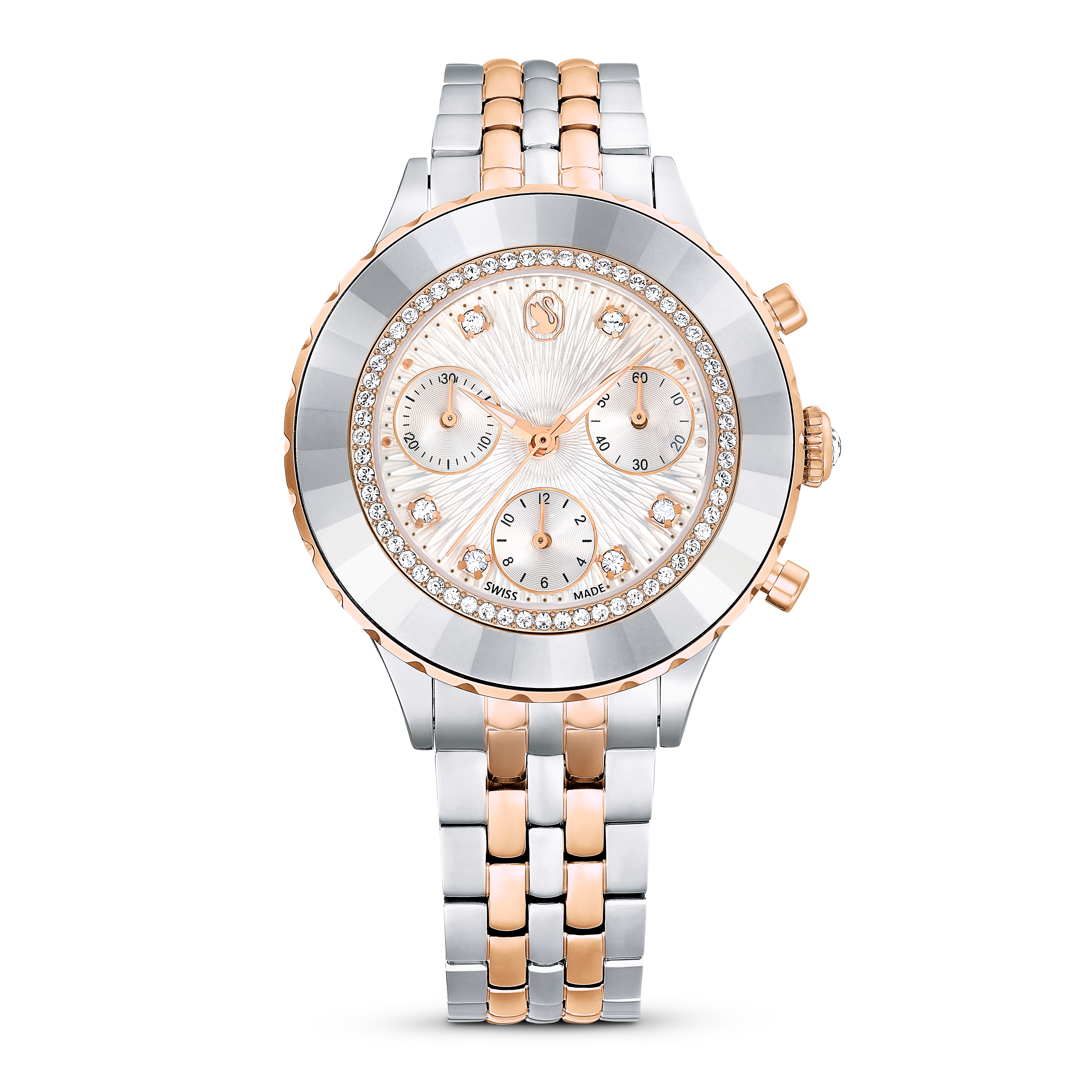 Swarovski Octea chrono watch, Swiss Made, Metal bracelet, Rose gold tone, Mixed metal finish 5672937