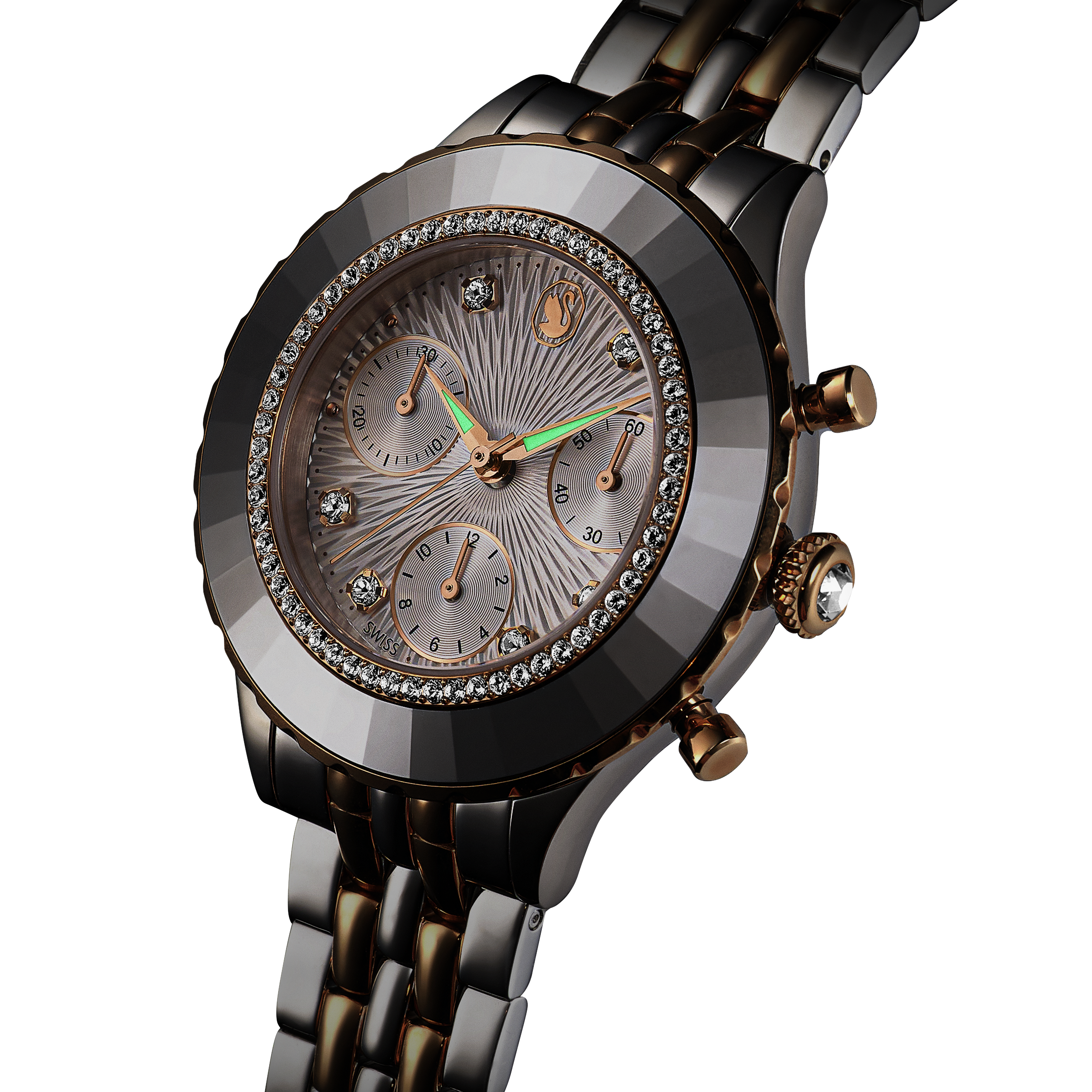 Swarovski Octea chrono watch, Swiss Made, Metal bracelet, Rose gold tone, Mixed metal finish 5672937