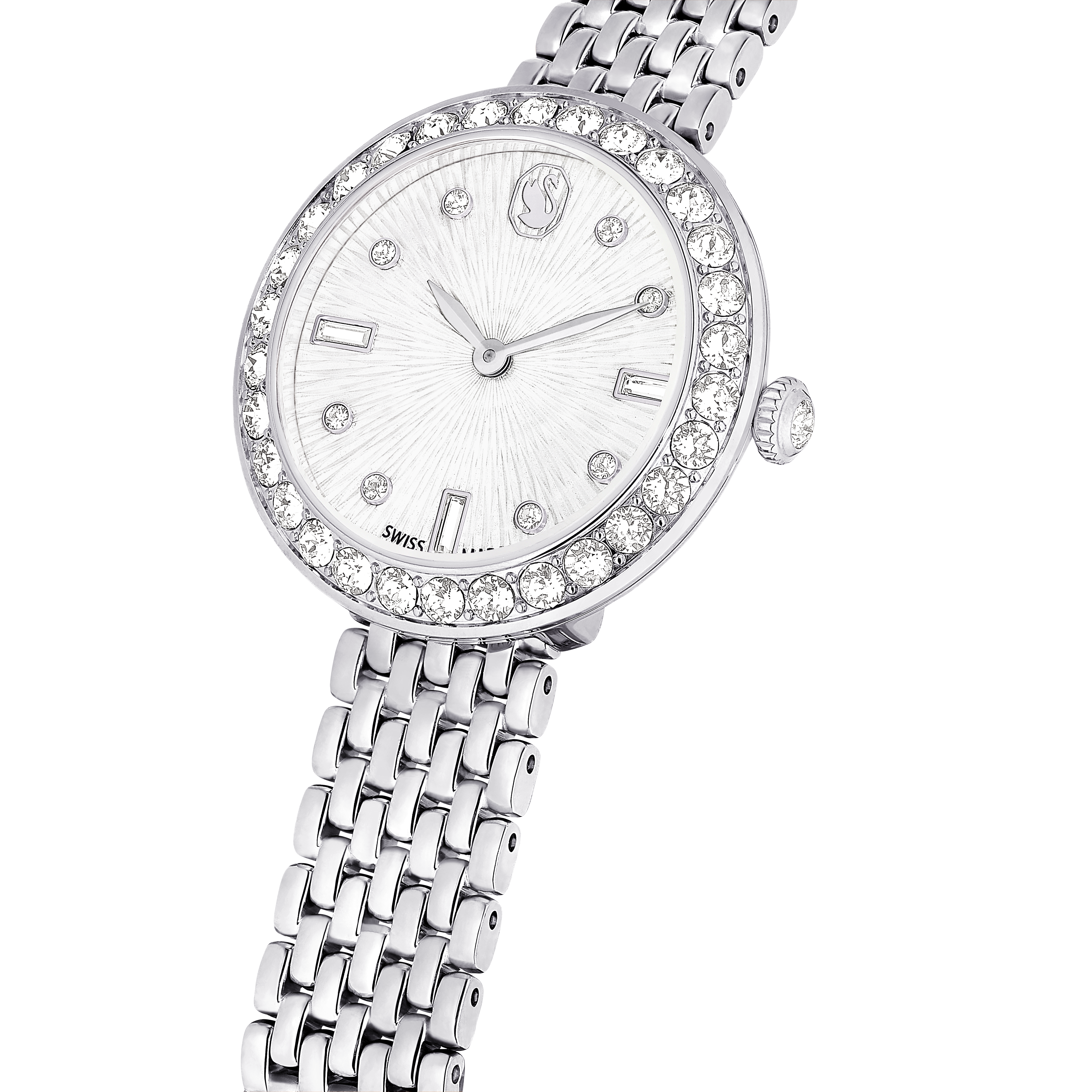 Swarovski Matrix tennis 7-link watch, Swiss Made, Metal bracelet, Silver tone, Stainless steel 5673022