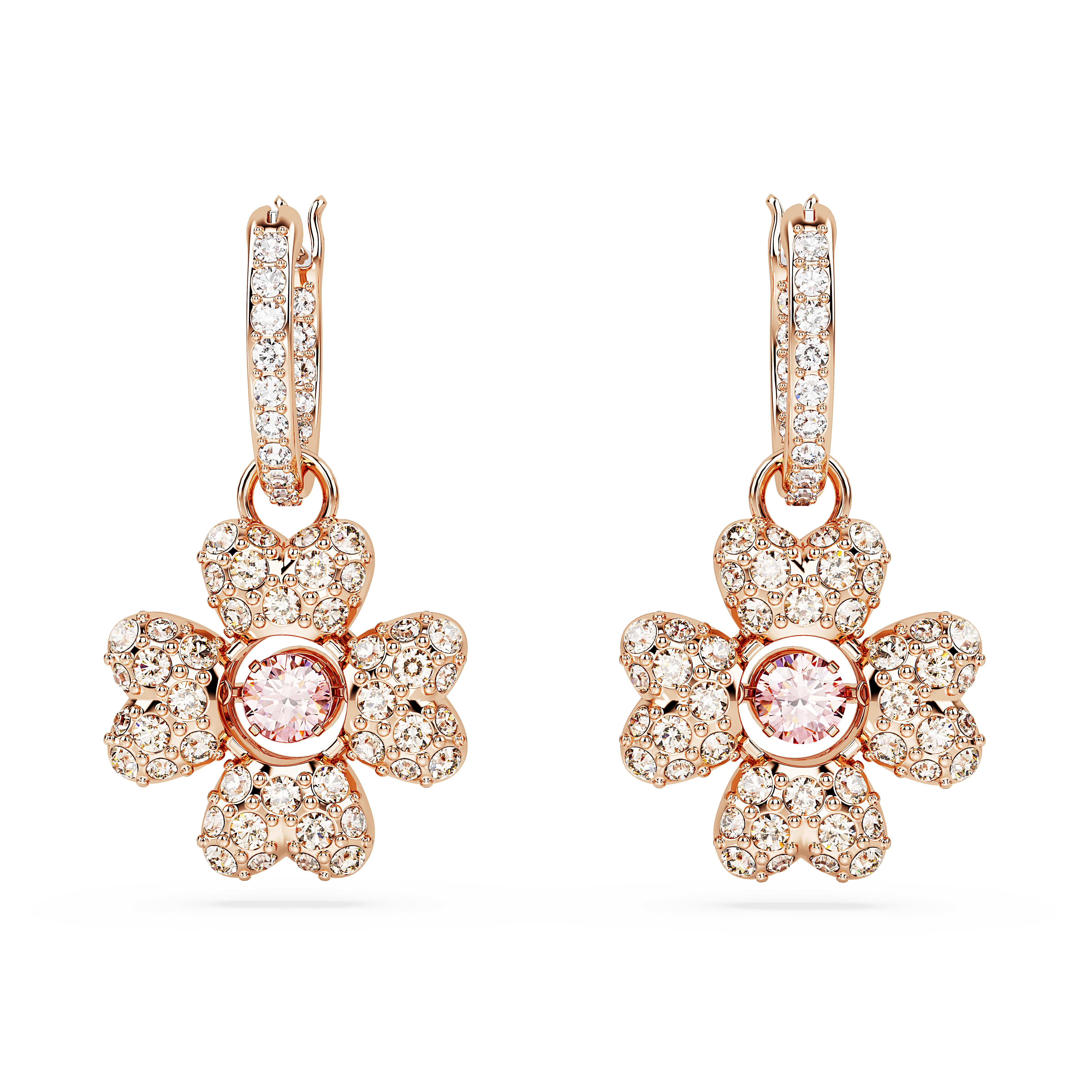 SWAROVSKI IDYLLIA DROP EARRINGS, CLOVER, WHITE, ROSE GOLD-TONE PLATED 5674212
