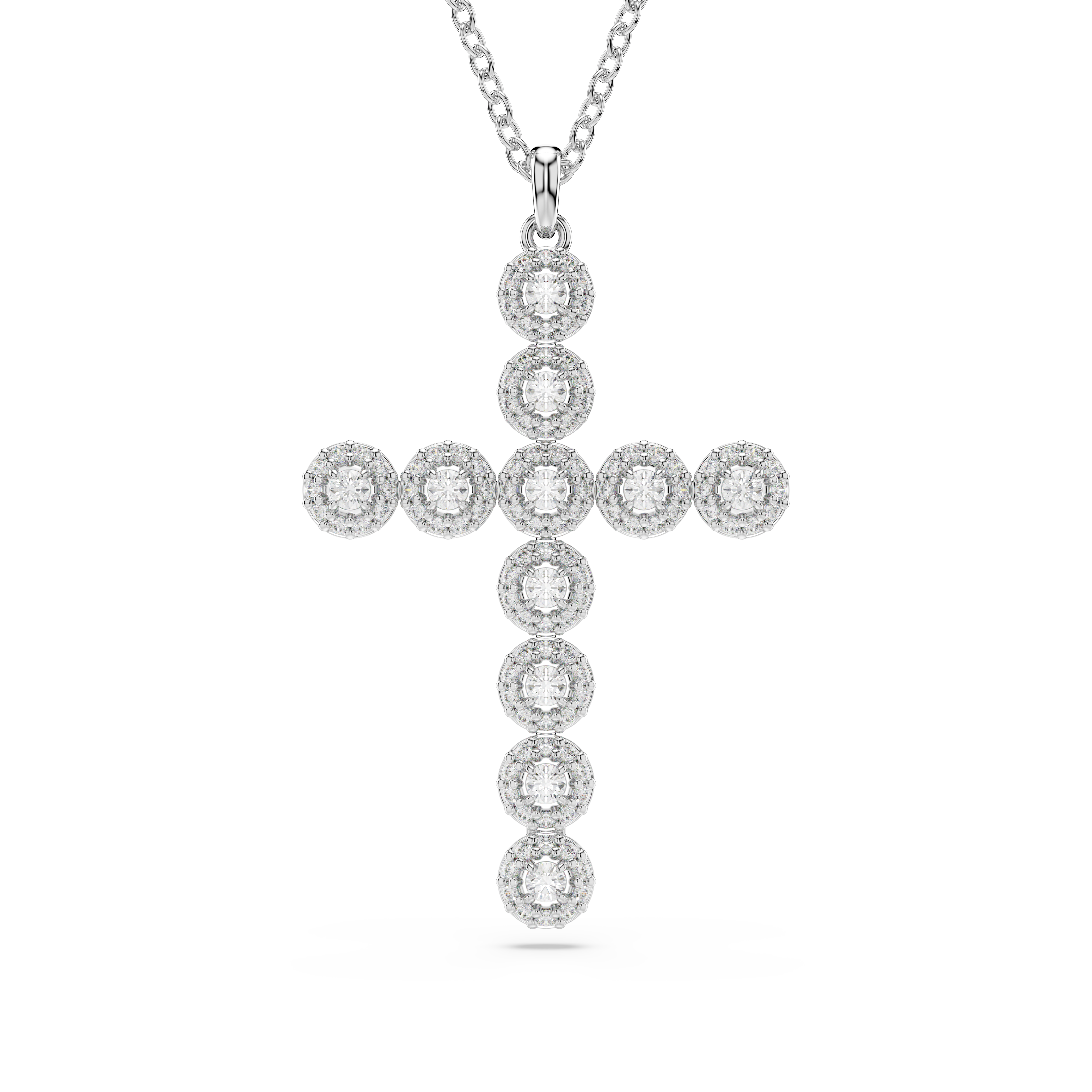 SWAROVSKI INSIGNE PENDANT, MIXED CUTS, CROSS, WHITE, RHODIUM PLATED 5675573