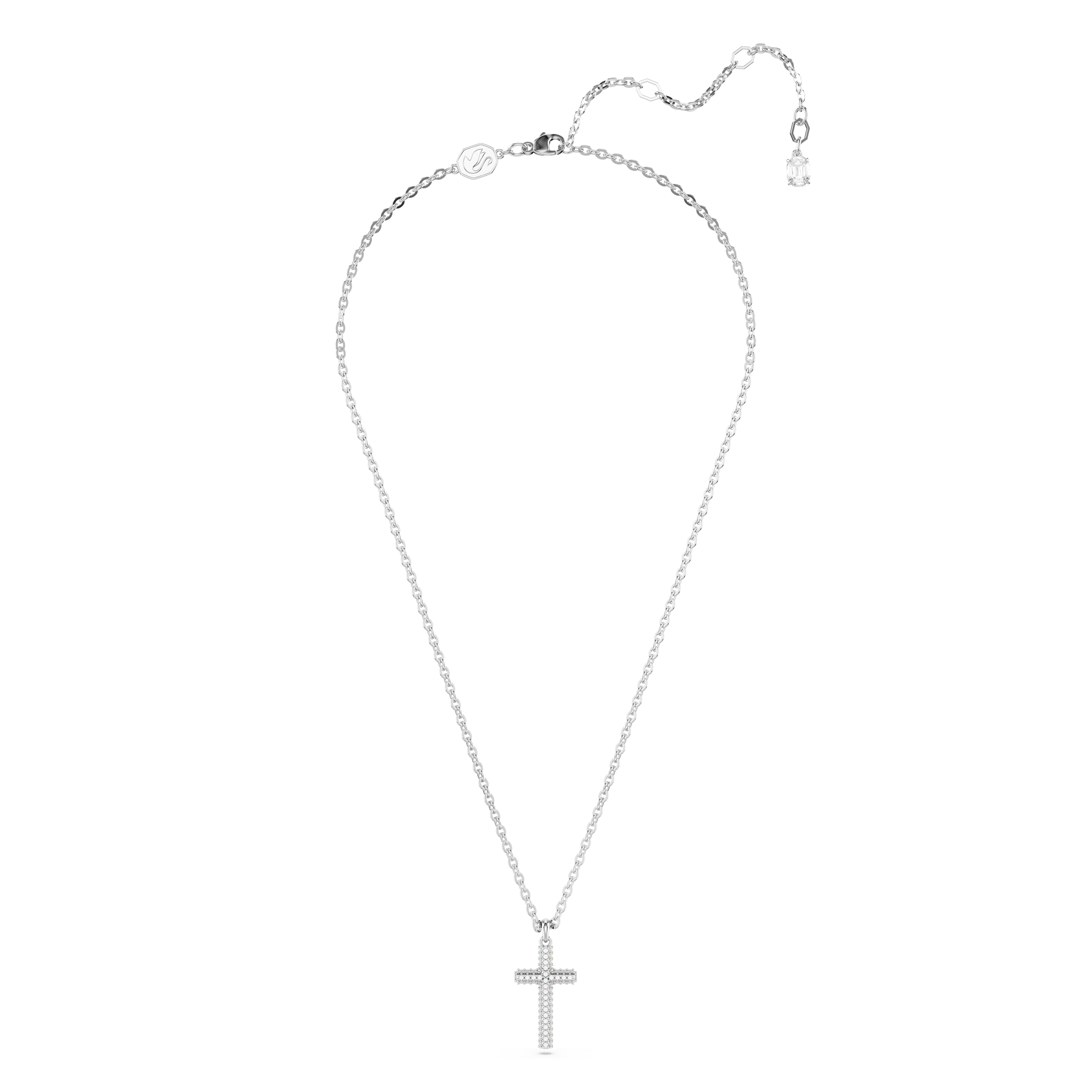 SWAROVSKI INSIGNE PENDANT, PAVÉ, CROSS, WHITE, RHODIUM PLATED 5675577