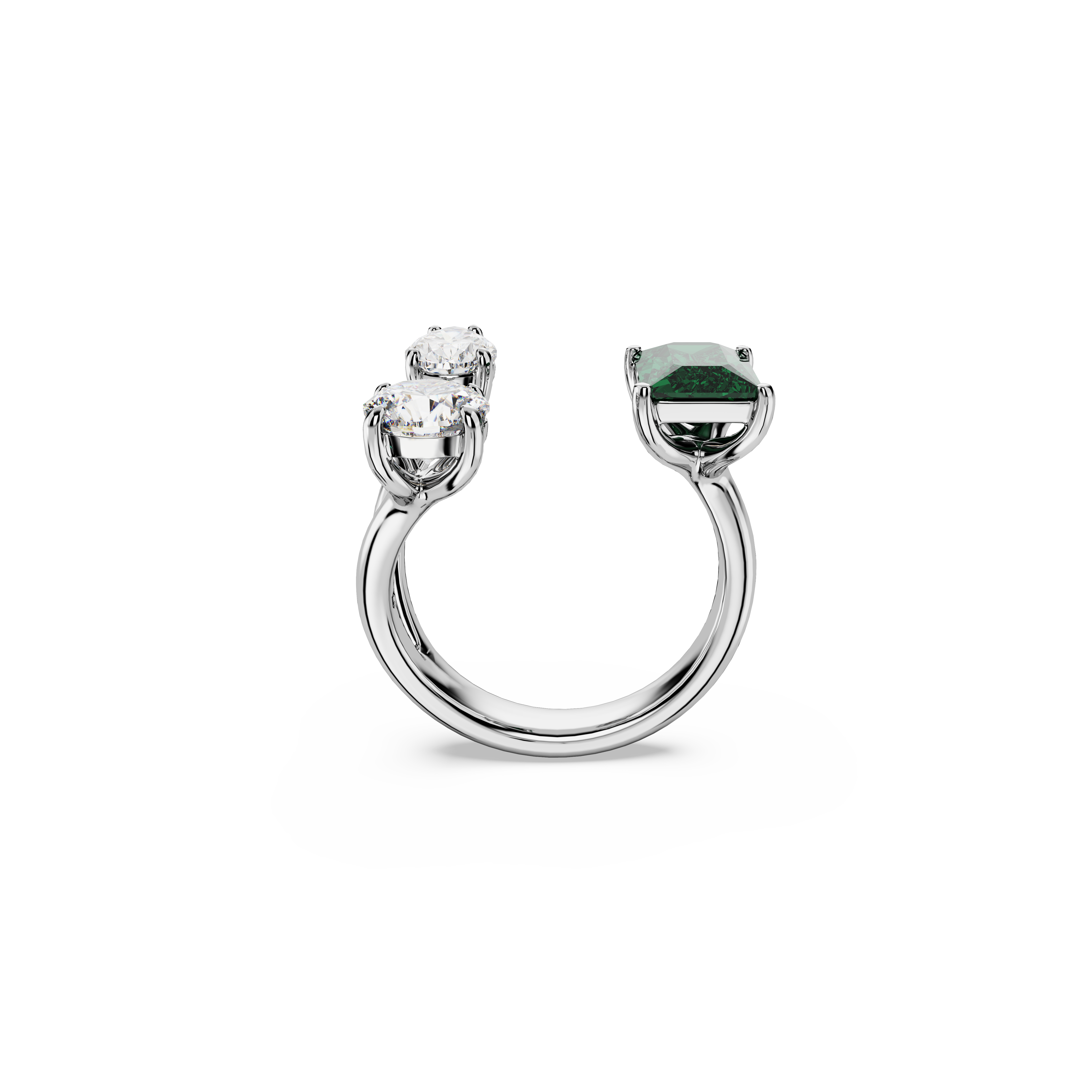 SWAROVSKI MESMERA OPEN RING, MIXED CUTS, GREEN, SILVER-TONE FINISH