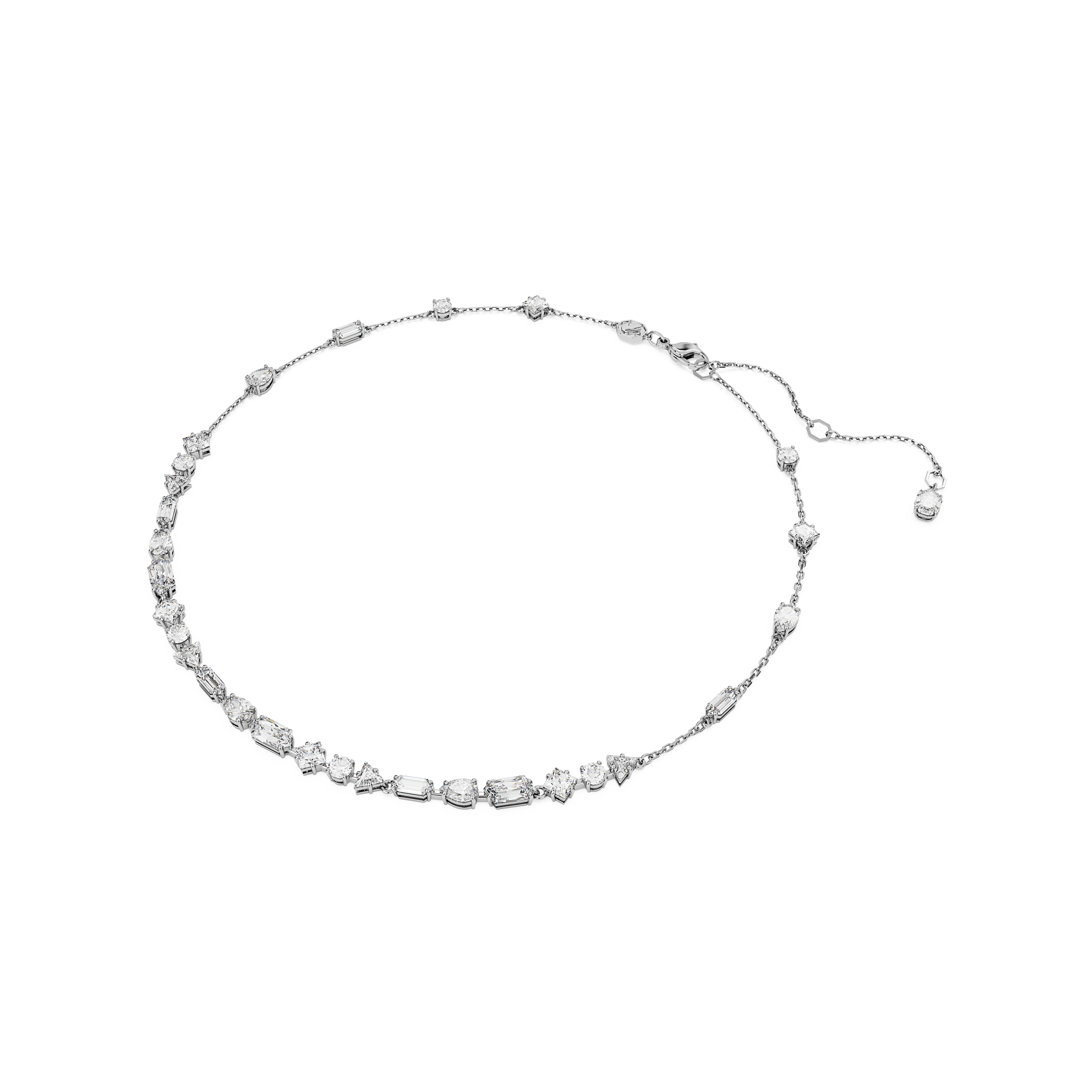Swarovski Mesmera necklace, Mixed cuts, Scattered design, White, Rhodium plated 5676989