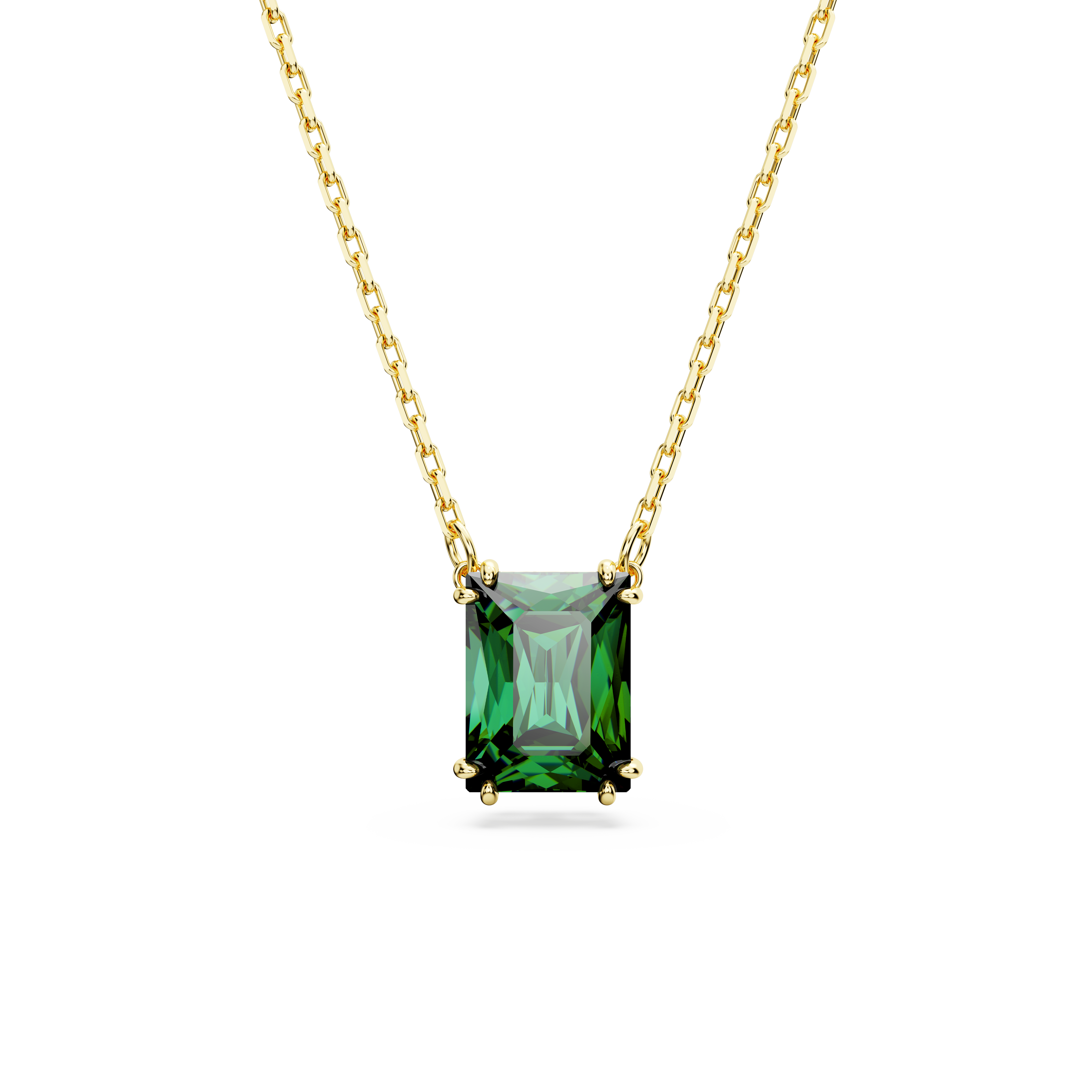 Swarovski Stilla pendant, Rectangular cut, Green, Gold-tone plated 5677141