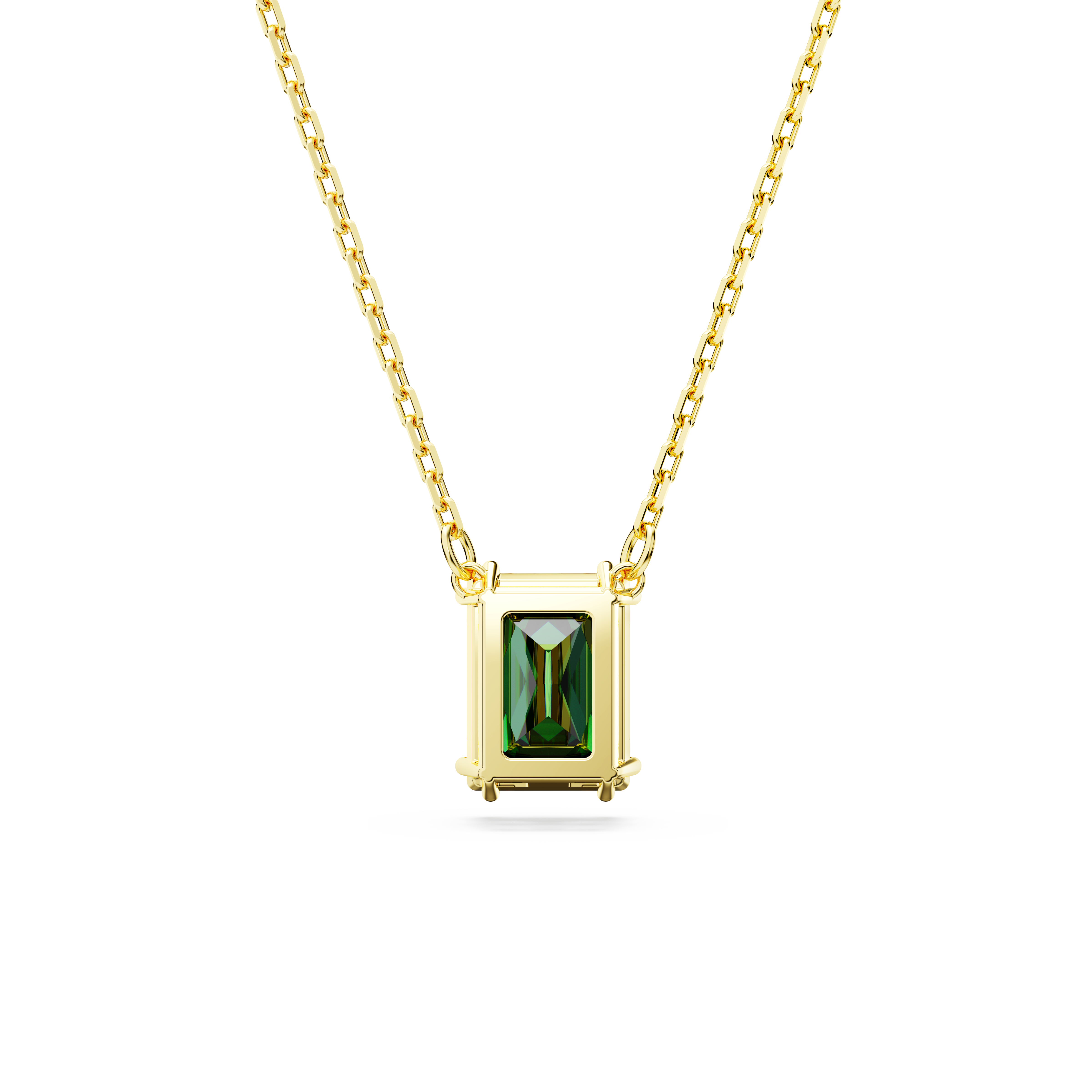 Swarovski Stilla pendant, Rectangular cut, Green, Gold-tone plated 5677141