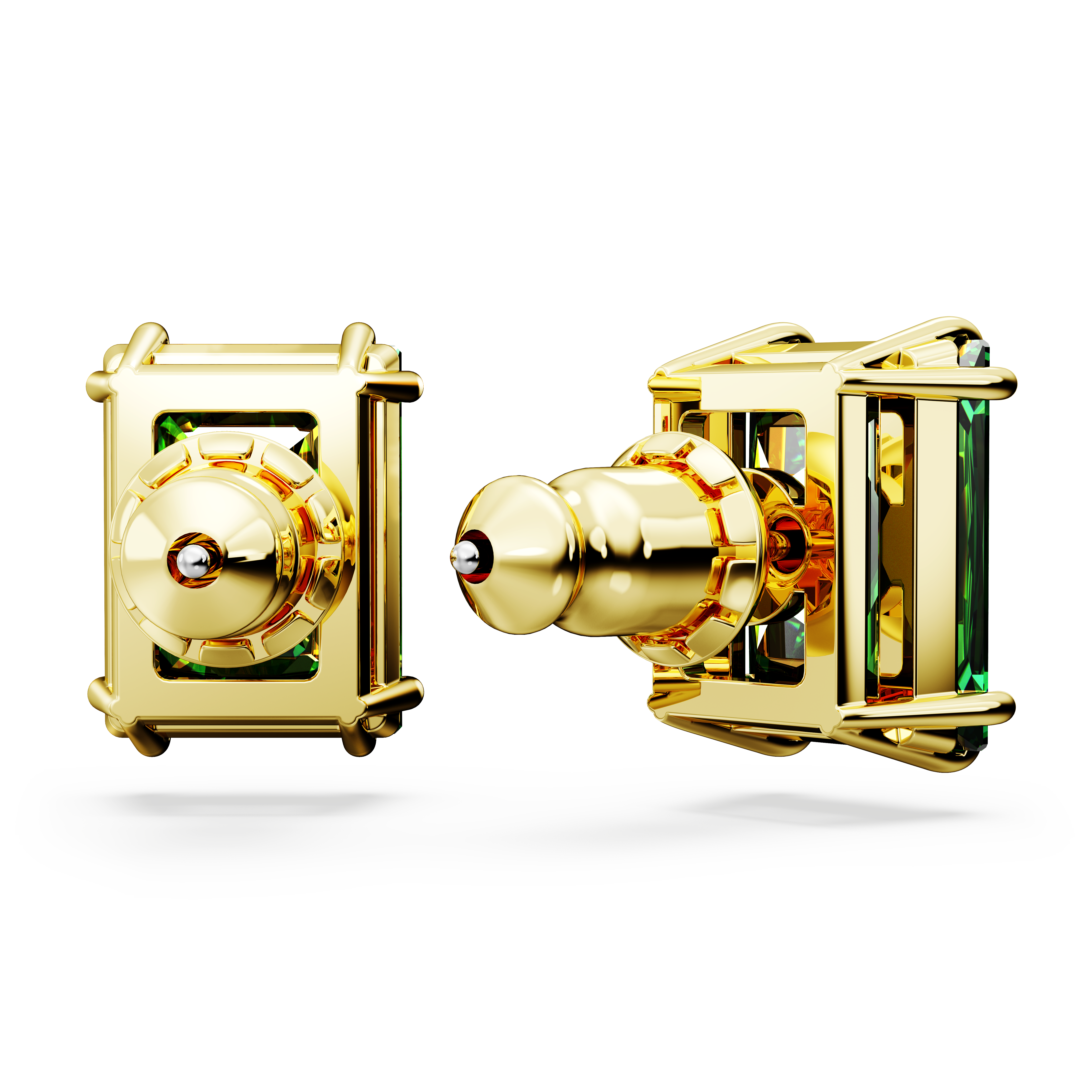 SWAROVSKI MATRIX STUD EARRINGS, RECTANGULAR CUT, GREEN, GOLD-TONE PLATED 5677142