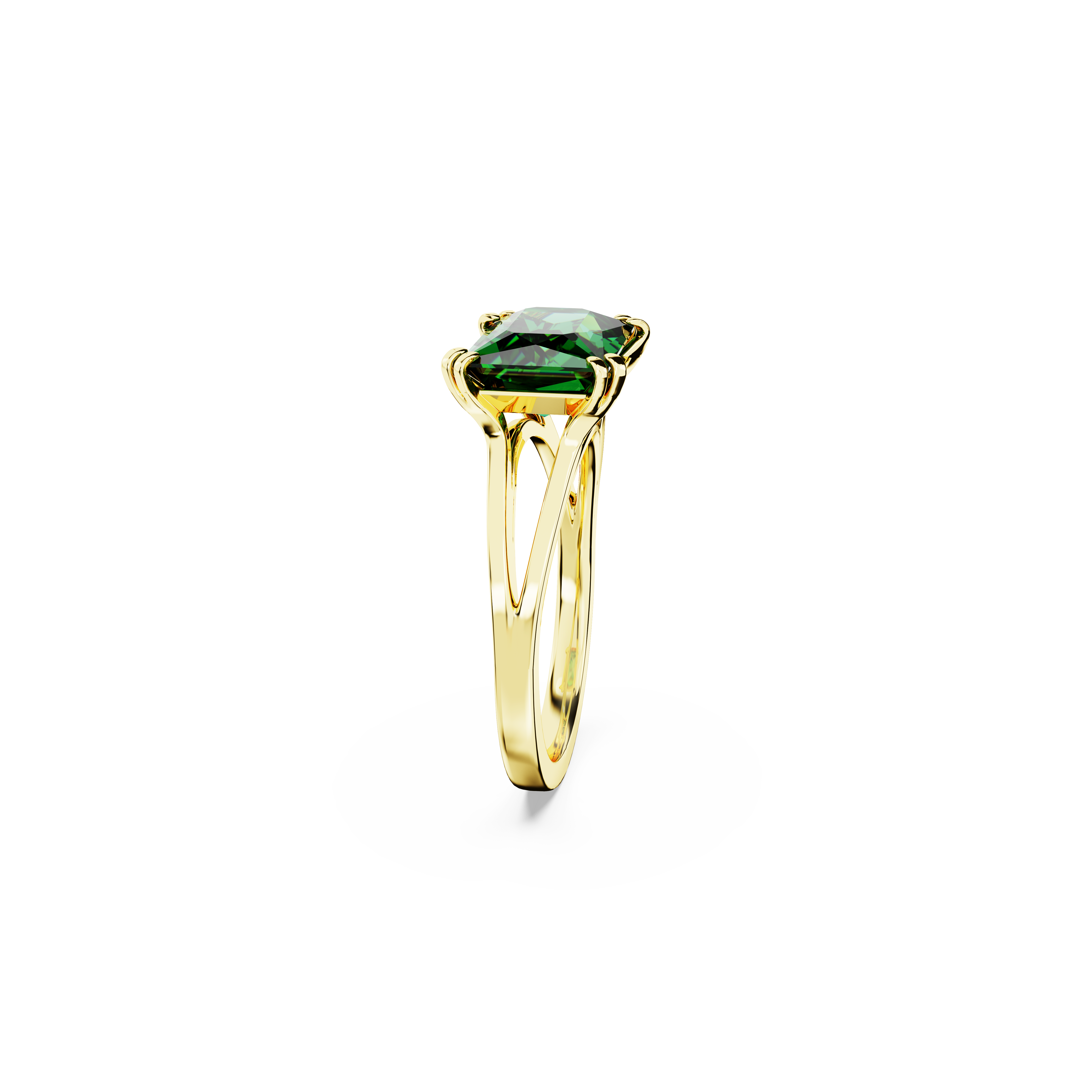 Swarovski Stilla cocktail ring, Rectangular cut, Green, Gold-tone plated 5677150