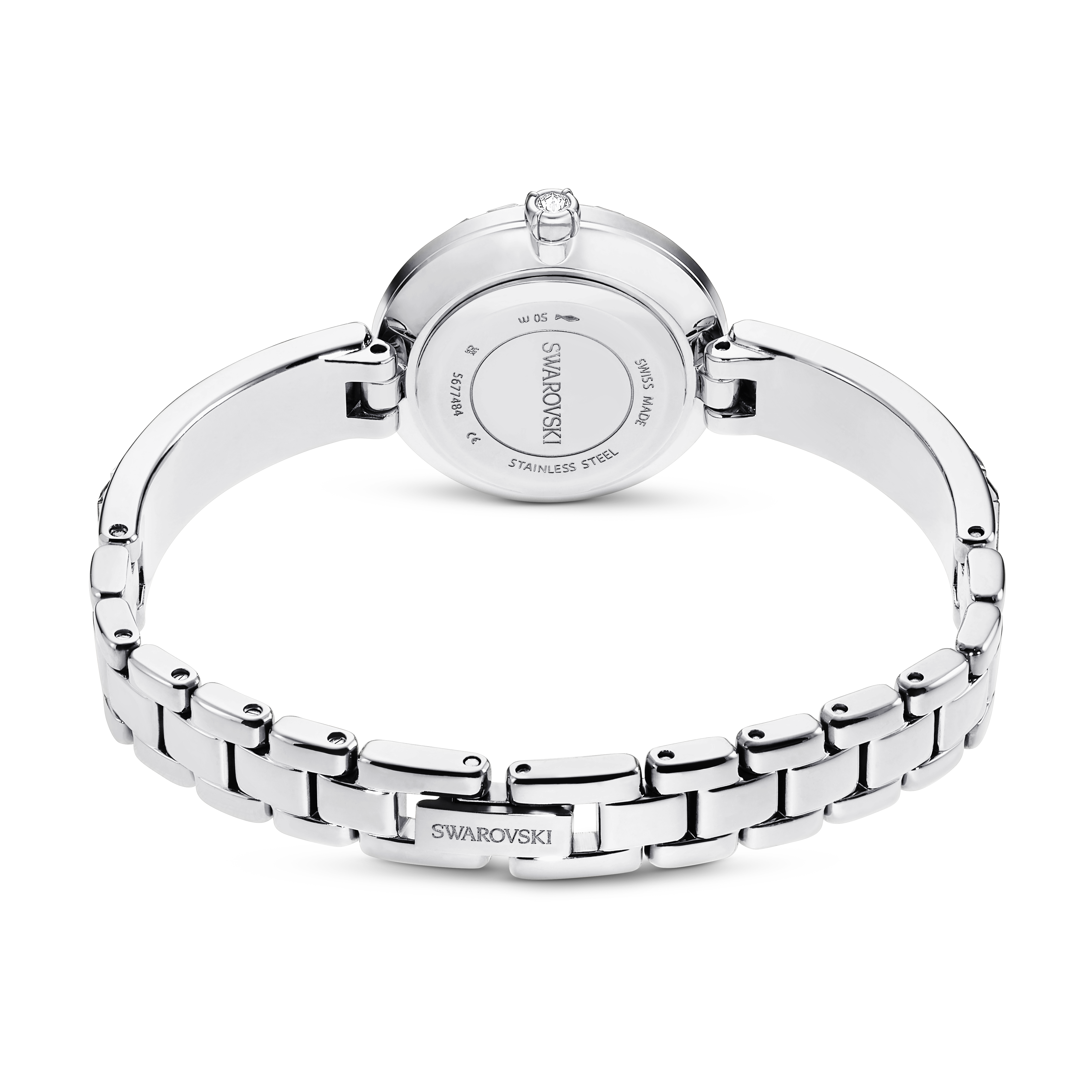 Swarovski Matrix bangle watch, Swiss Made, Crystal bracelet, White, Stainless Steel 5677487