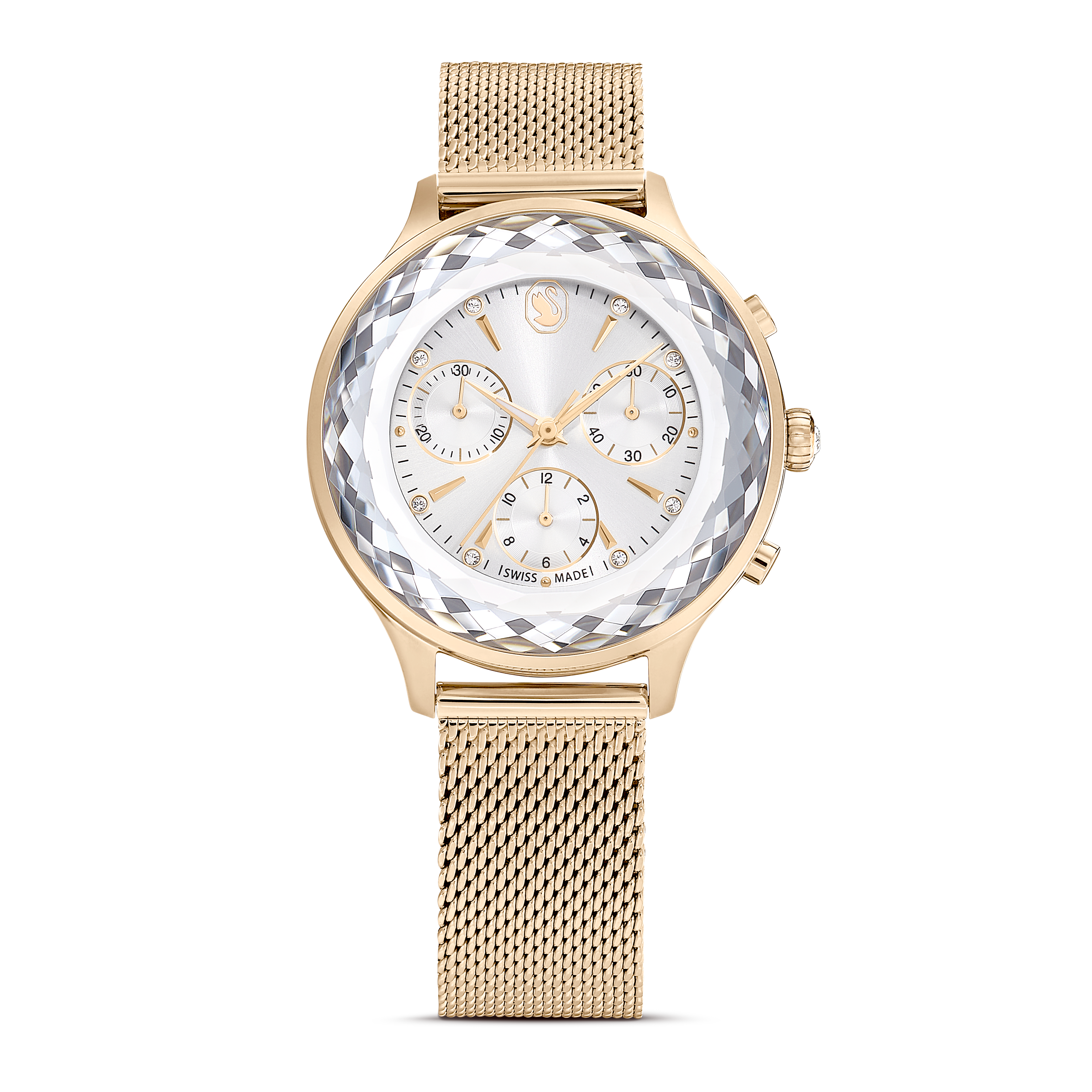 Swarovski Nova chrono watch, Swiss Made, Metal bracelet, Gold tone, Champagne gold-tone finish 5677500